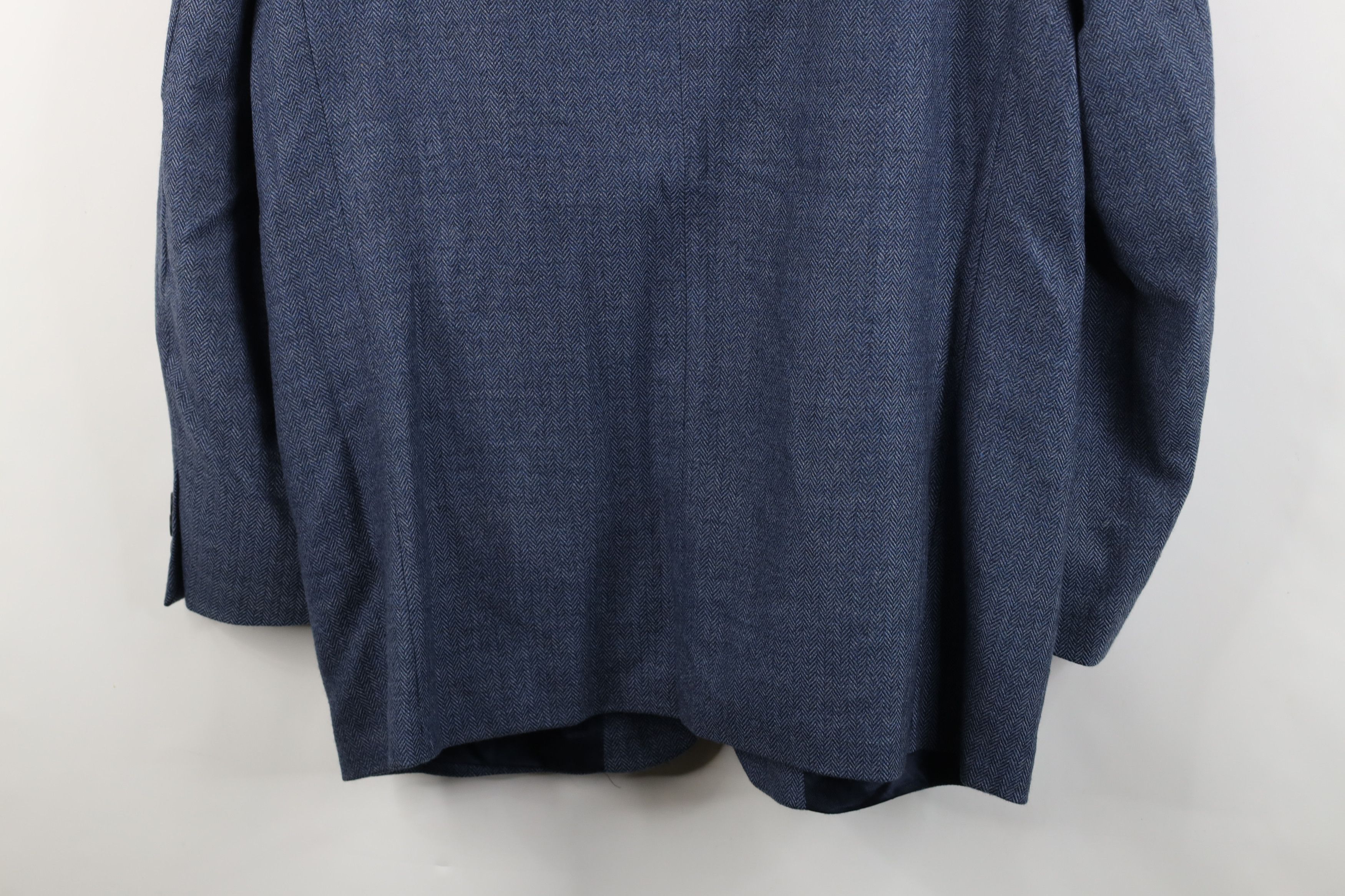 Vintage Vintage 90s Y2K Herringbone Suit Coat Blazer Jacket Blue Size US XXL / EU 58 / 5 - 15 Thumbnail
