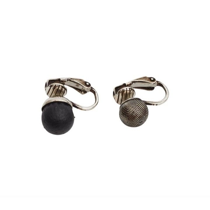 image of Saint Laurent Paris Saint Laurent Guilloche Brass Leather Metal Earrings, Women's