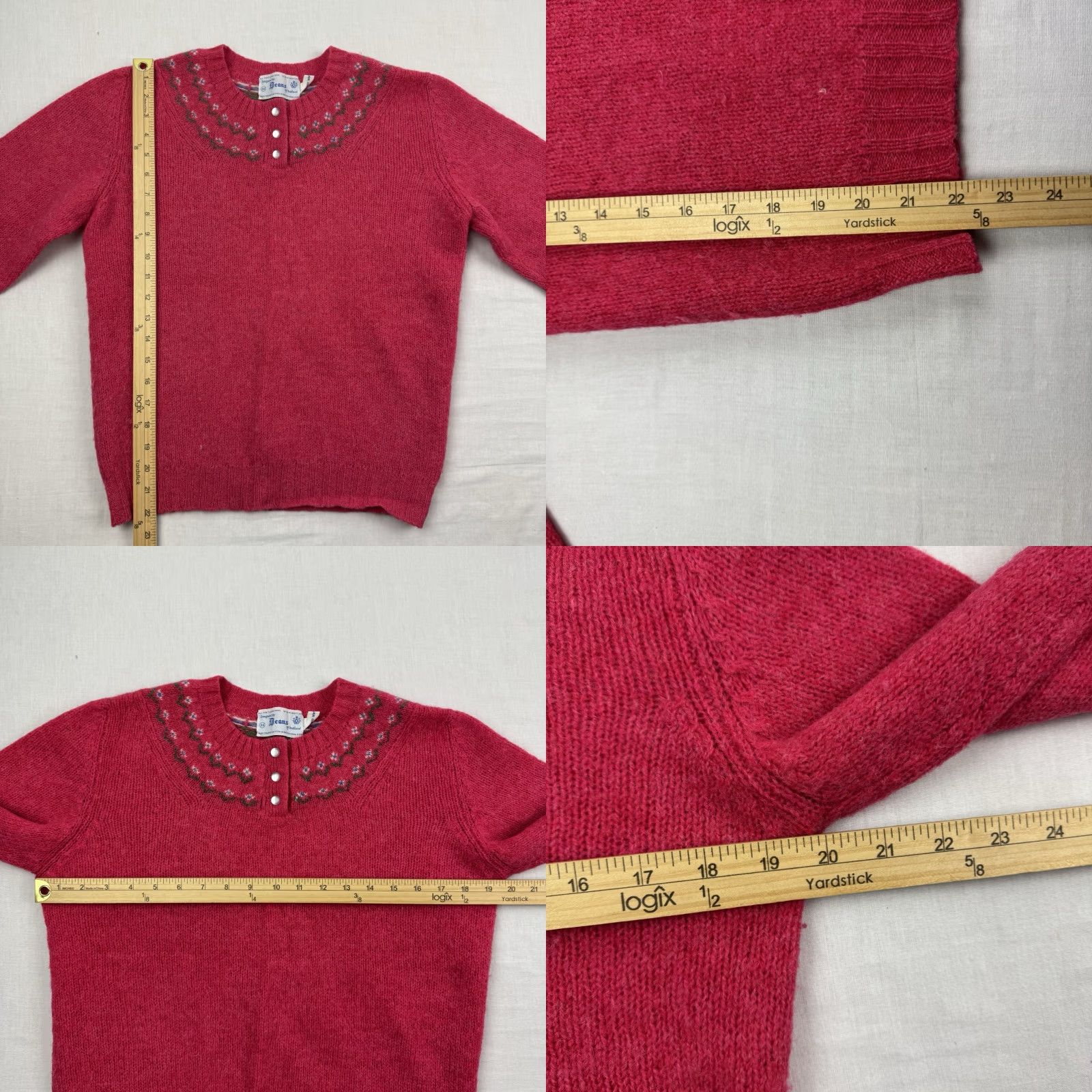 Pinko VINTAGE Deans Of Scotland Sweater Womens 38 Pink 1970s 100% Wool Shetland Size S / US 4 / IT 40 - 8 Thumbnail