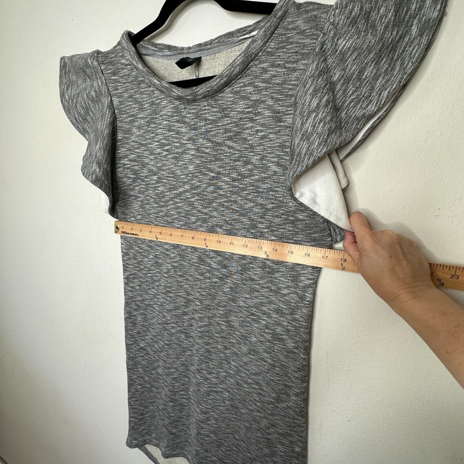 Asos ASOS Y.A.S Marled Gray Knit Ruffle Sleeve Mini Dress 38 Size M / US 6-8 / IT 42-44 - 9 Thumbnail