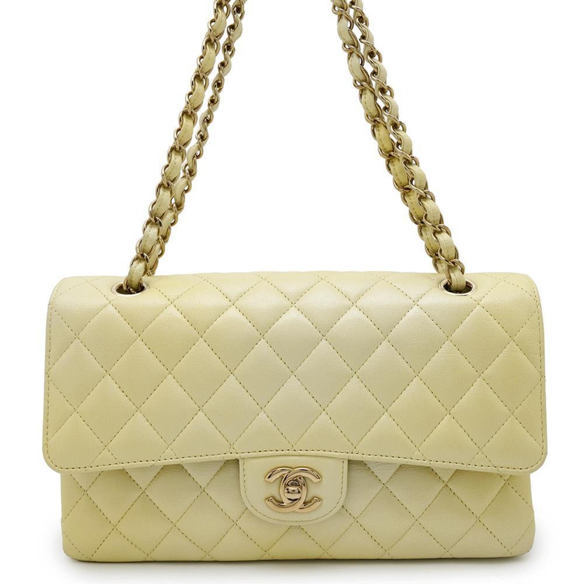 Chanel Chain Shoulder Bag Matelasse 25 Coco Mark Calf Leather Double A01112 Chanel Gradient in Yellow, Women's