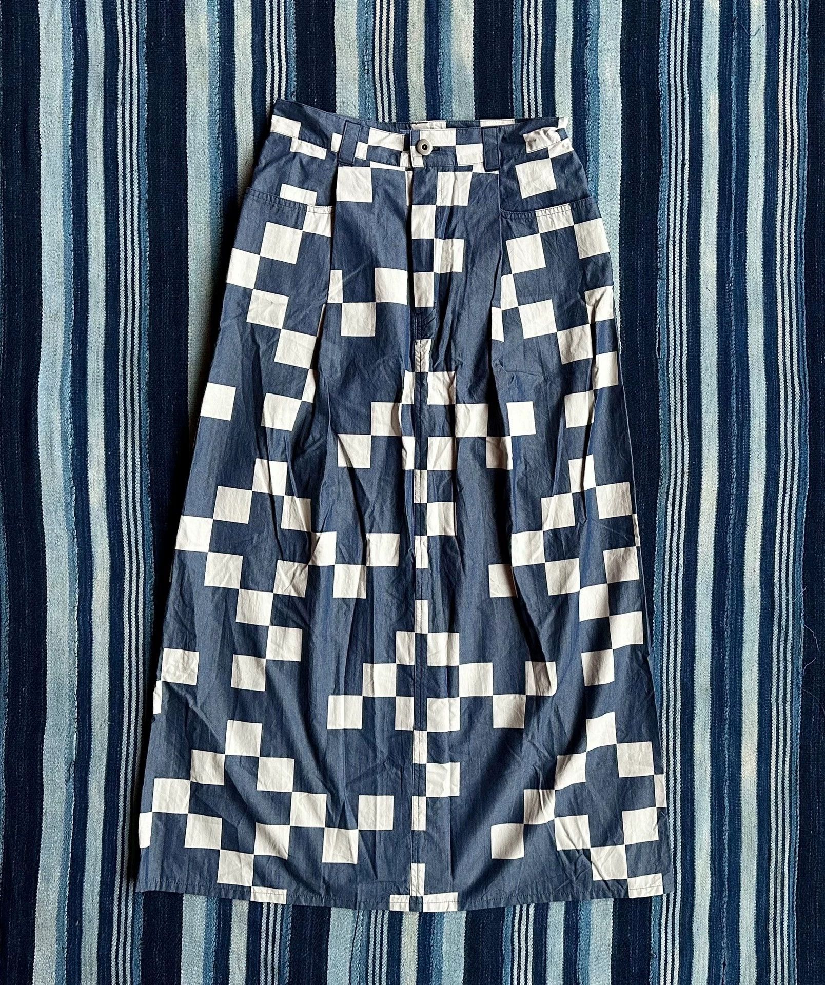 Blue Blue Japan BLUE BLUE JAPAN ichimatsu indigo check skirt Size 26" / US 2 / IT 38 - 1 Thumbnail