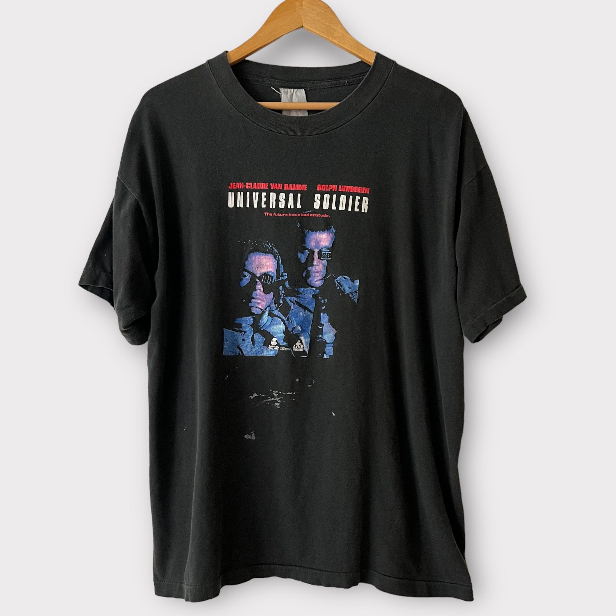 image of 1992 Univesal Soldier Vintage Movie Promo Tee Shirt in Black, Men's (Size XL)