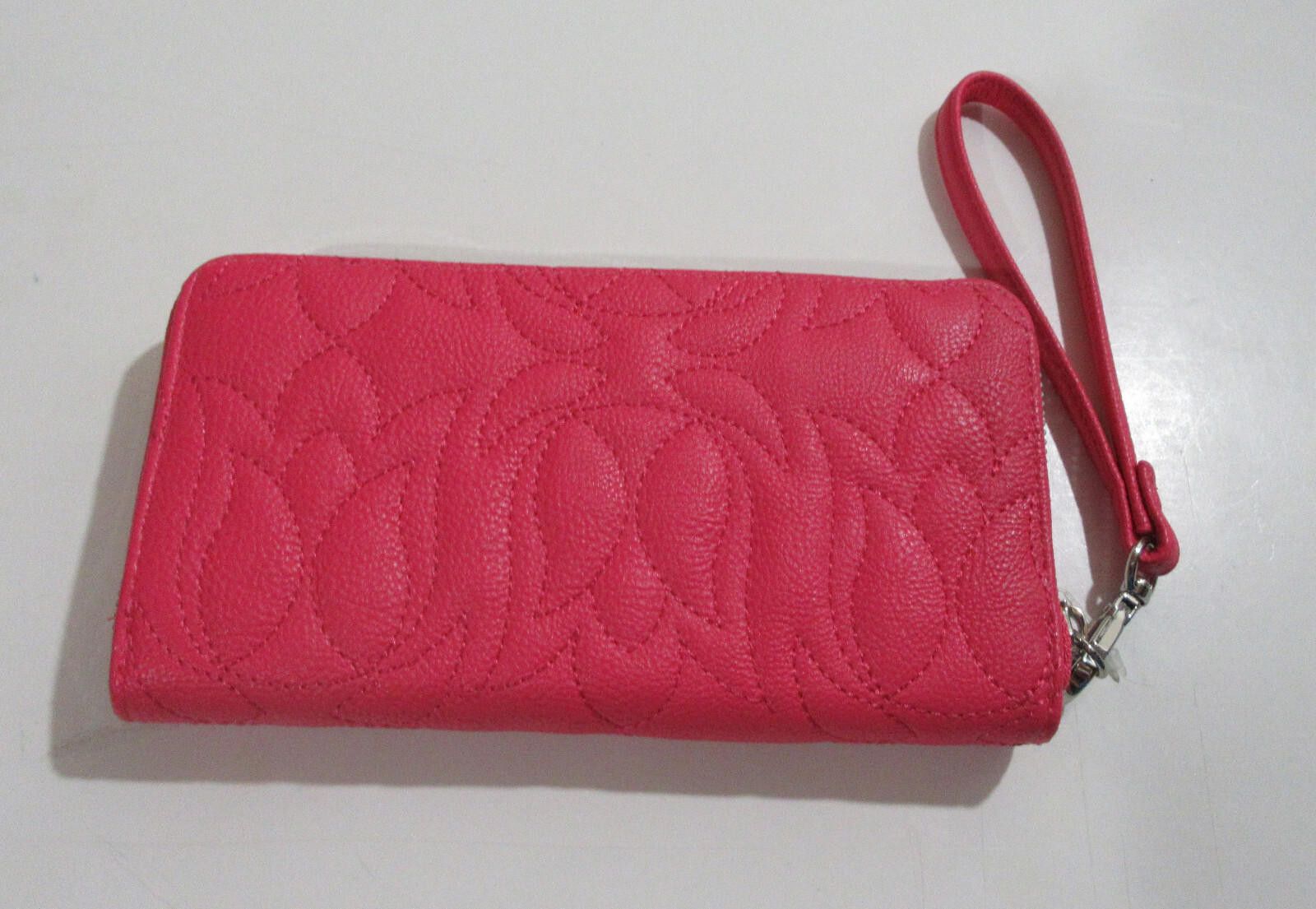 Designer Betsey Johnson Zip Around Wallet Puffy Flowers Coral Pink Size ONE SIZE - 3 Thumbnail