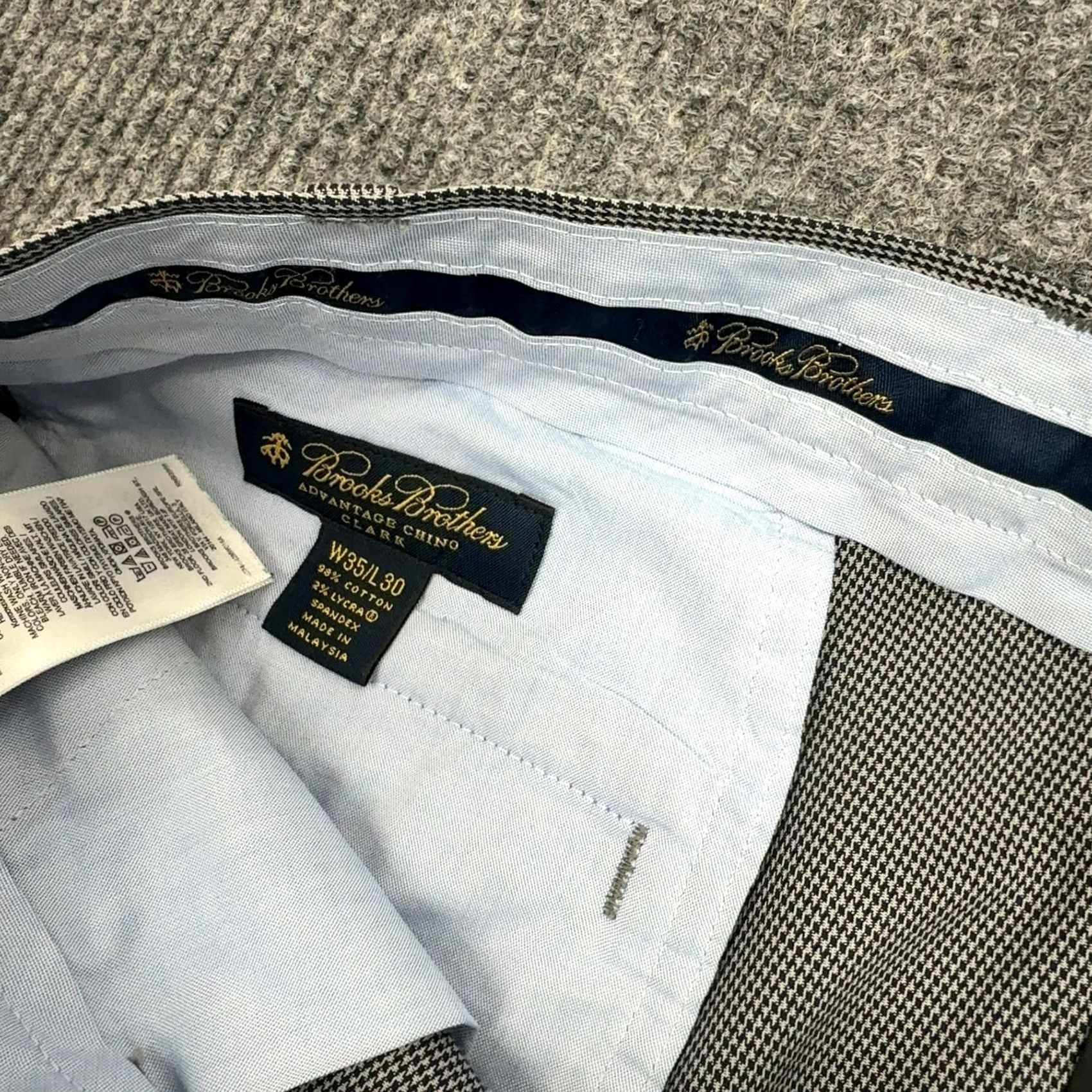 Brooks Brothers Brooks Brothers Advantage Chino Pants Men 35x30 Grey Cotton Clark Fit Preppy Micro Houndstooth Size US 35 - 4 Thumbnail