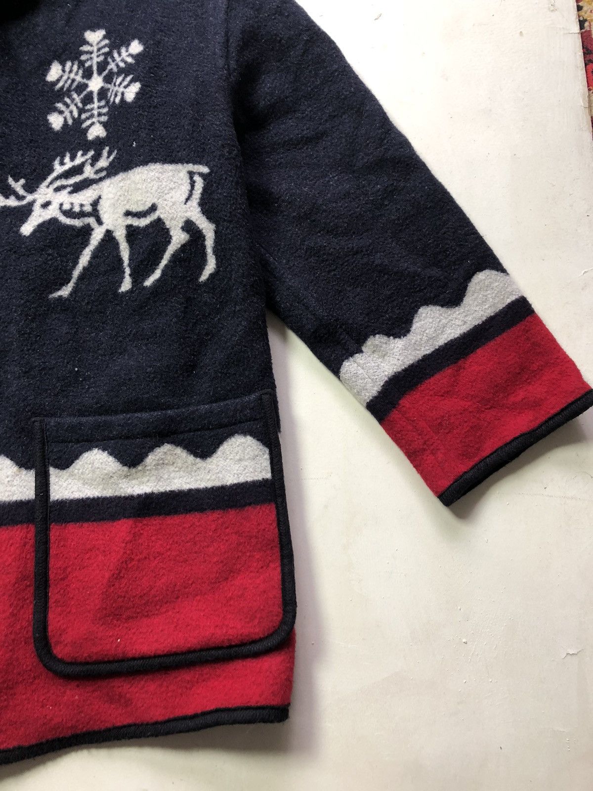 Vintage Women’s Wool Blend Jacket – Nordic Reindeer Design UK 12 Size L / US 10 / IT 46 - 3 Thumbnail