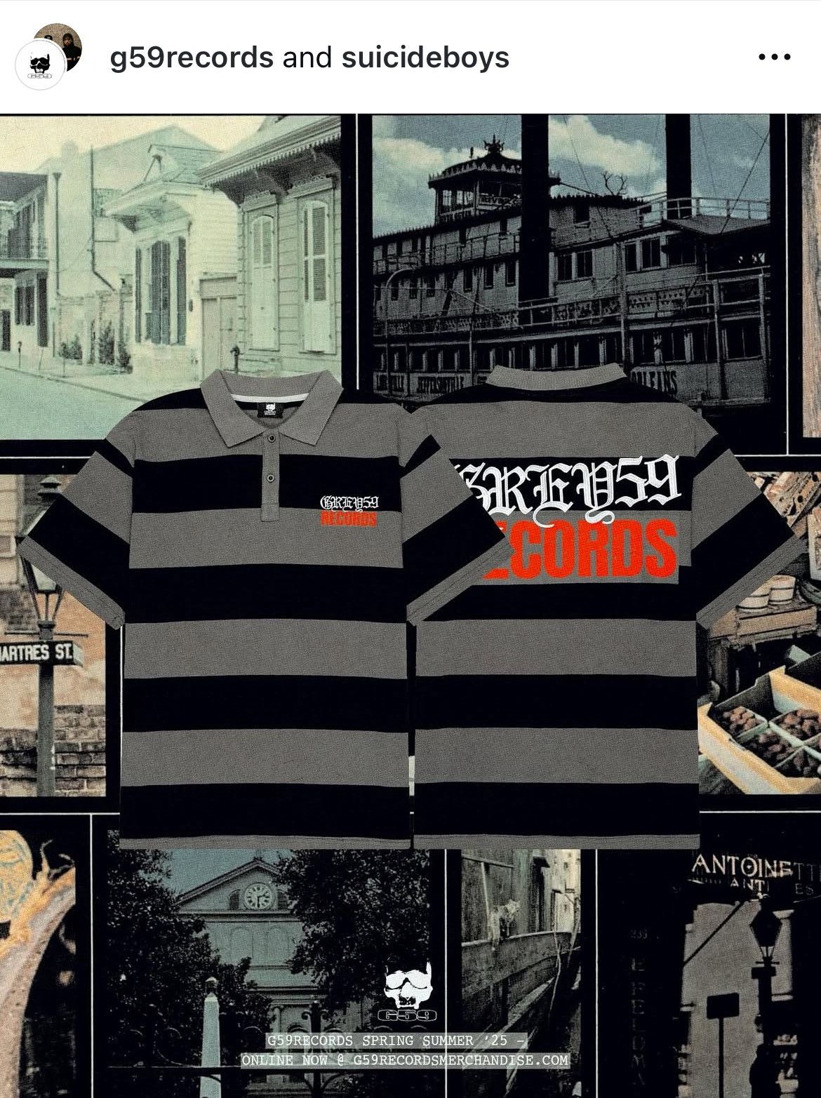STRiPED G*59 XEROX POLO BLACK GREY FiVE NiNE HEAVYWEiGHT
