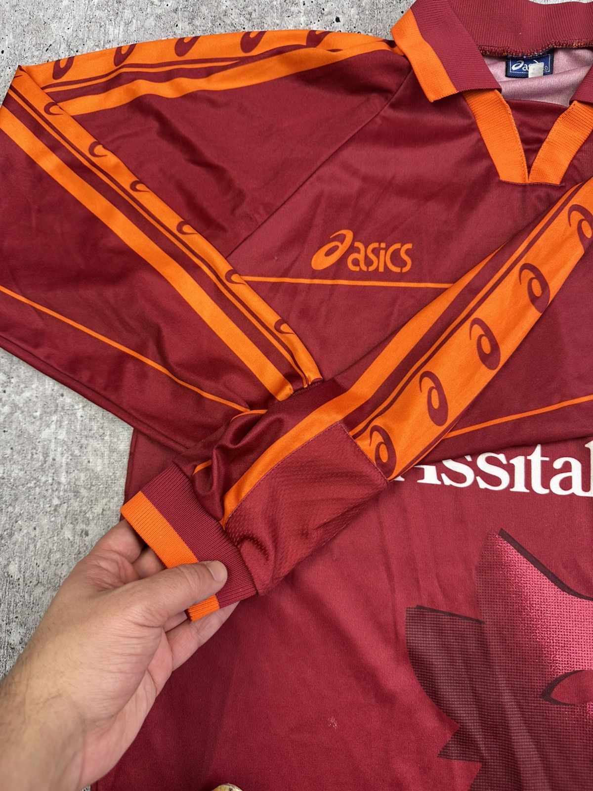 Asics 1995/96 Asics AS Roma Vintage Long Sleeve Soccer Jersey Size US M / EU 48-50 / 2 - 6 Thumbnail
