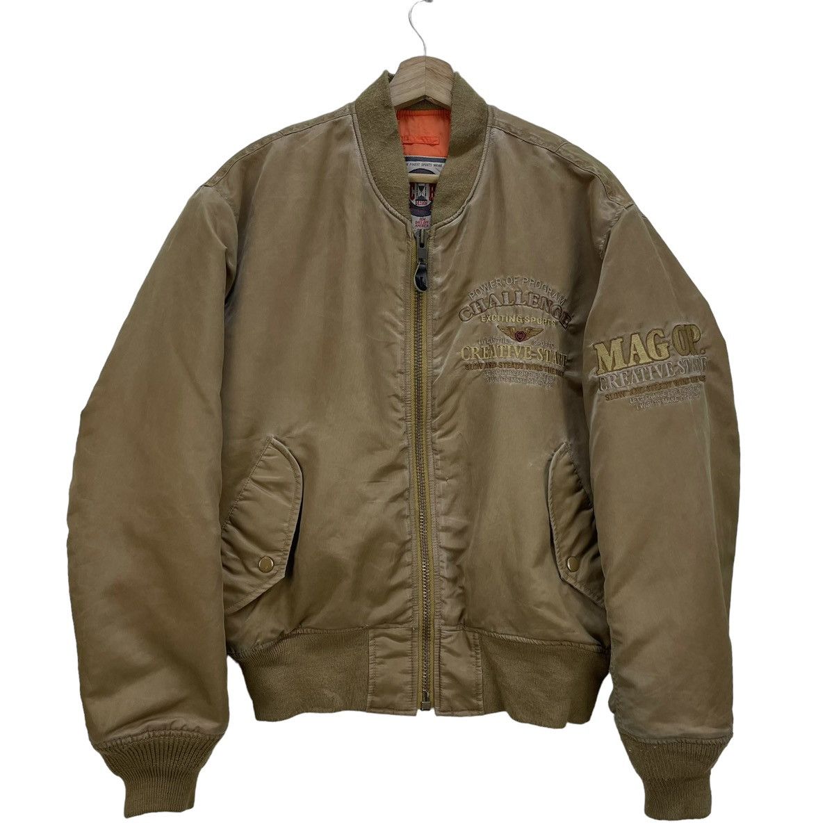 image of Bomber Jacket x Vintage Mac Hope Bomber Ma 1 Jacket in Brown, Men's (Size Medium)