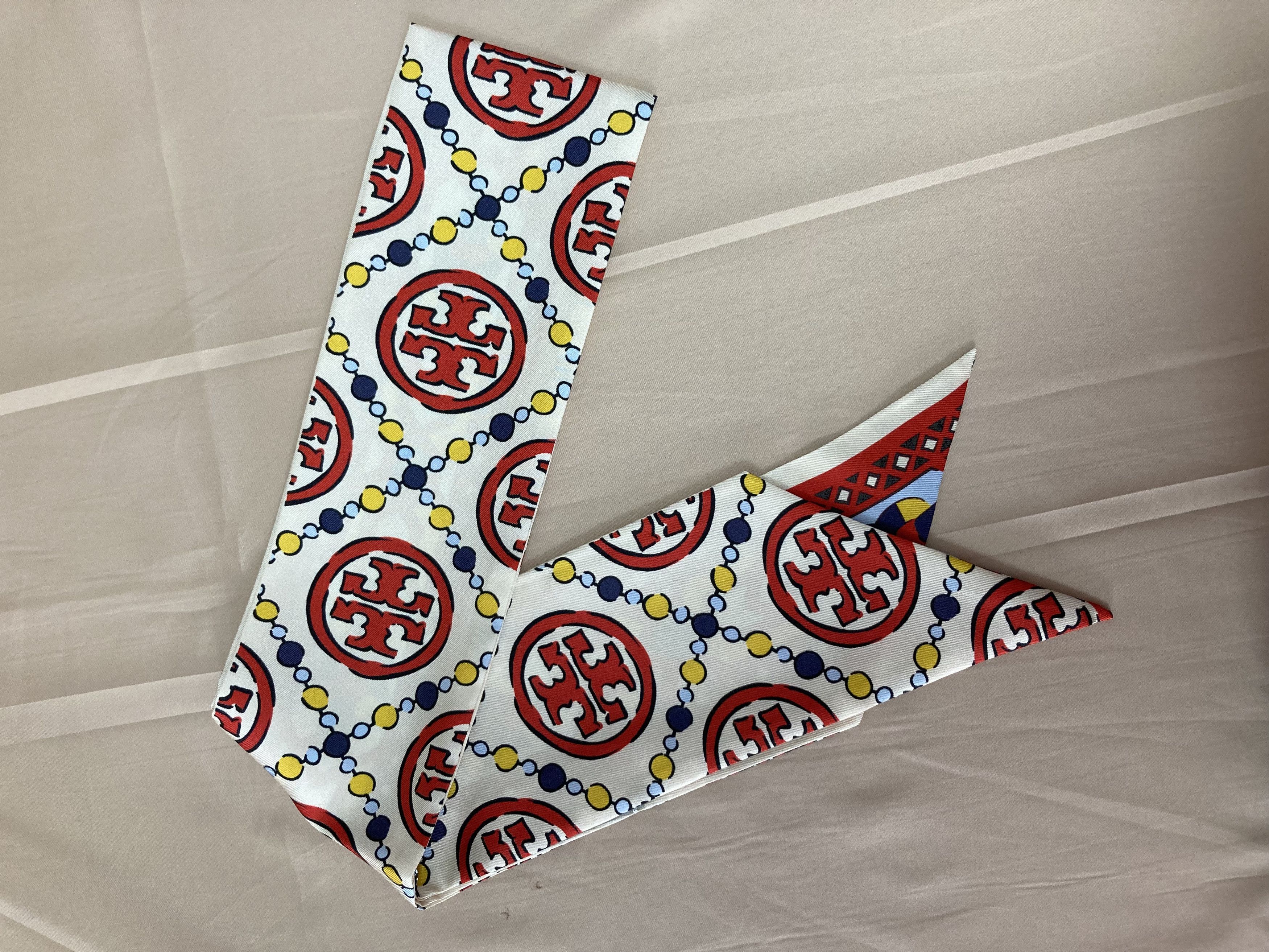 Tory Burch Tory Burch T-Monogram Silk Ribbon Tie Size ONE SIZE - 4 Thumbnail
