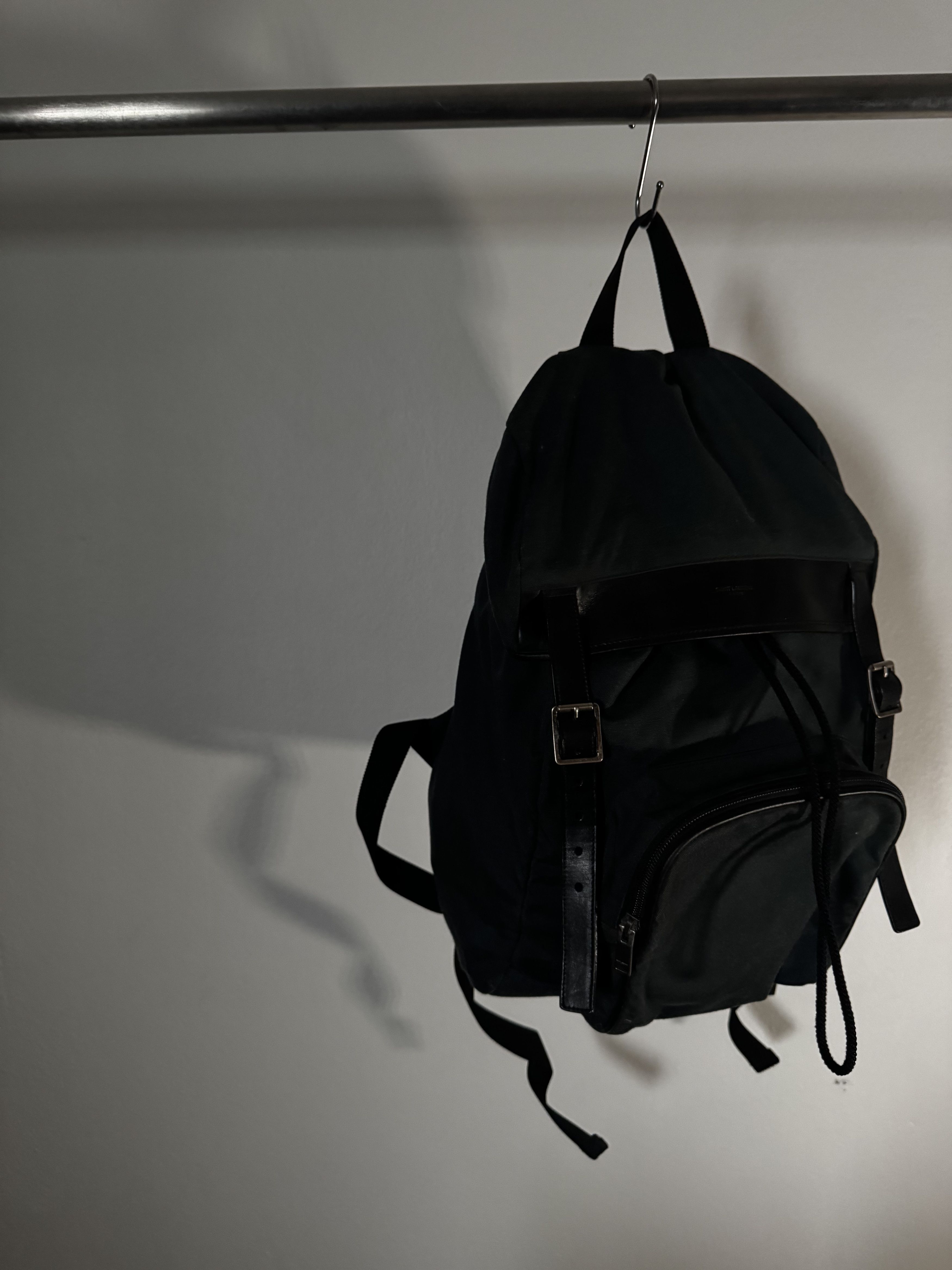 Hedi Slimane City Flap Backpack in Navy/Black, view 3