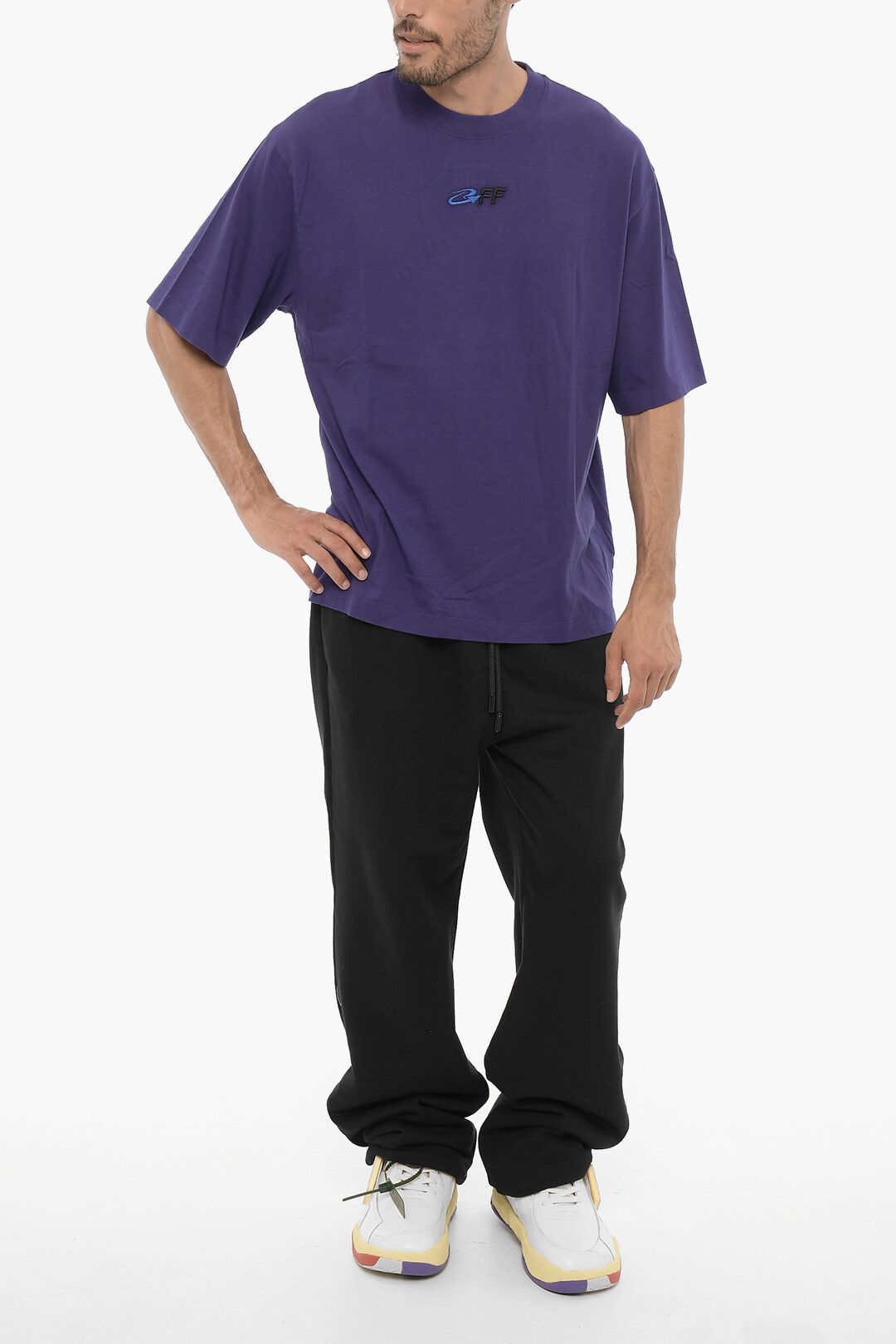 Off-White og1mm0824 Cotton Crewneck T-Shirt in Purple Size US XS / EU 42 / 0 - 4 Thumbnail