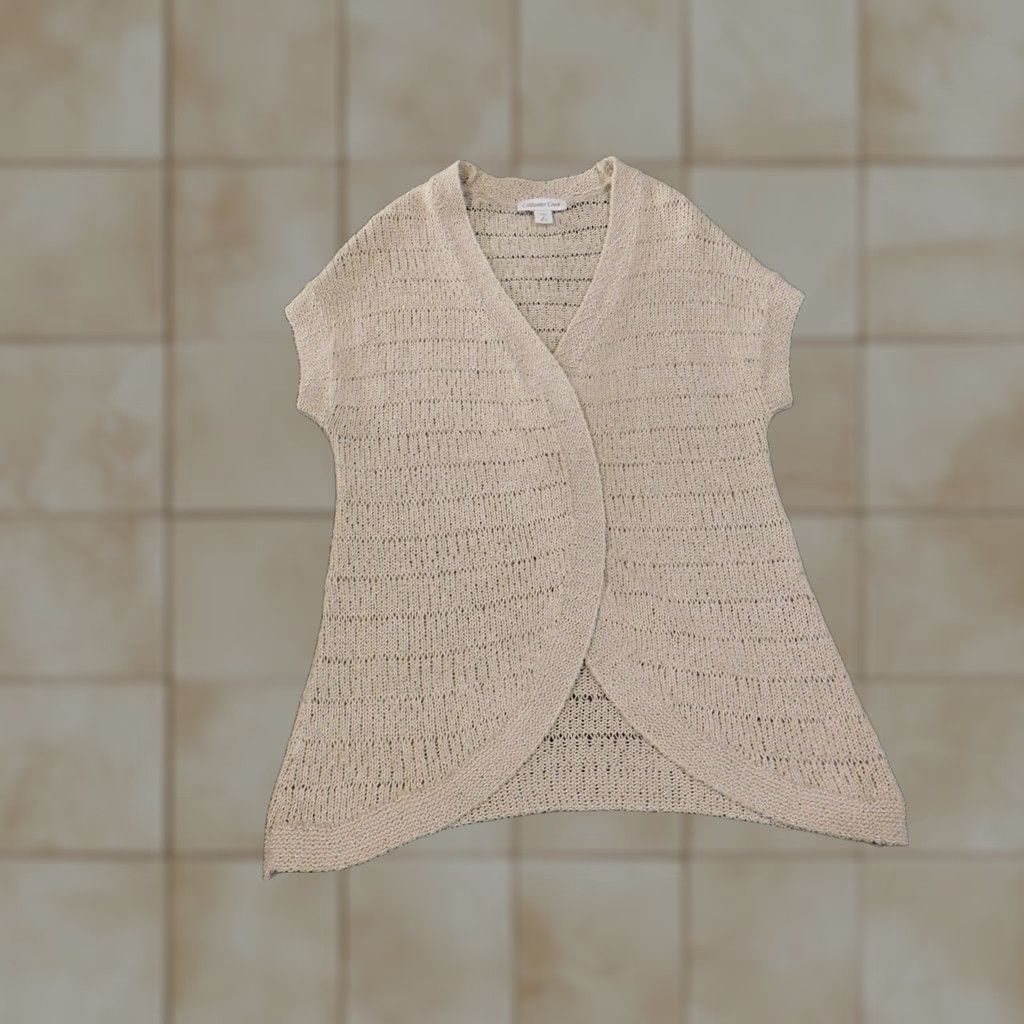 Coldwater Creek Coldwater Creek Cardigan Sweater M Women Beige V-Neck Sleeveless Lace Knit Chunky- Knit Regular Slim Classic All Seasons Biological: No Size M / US 6-8 / IT 42-44 - 1 Thumbnail