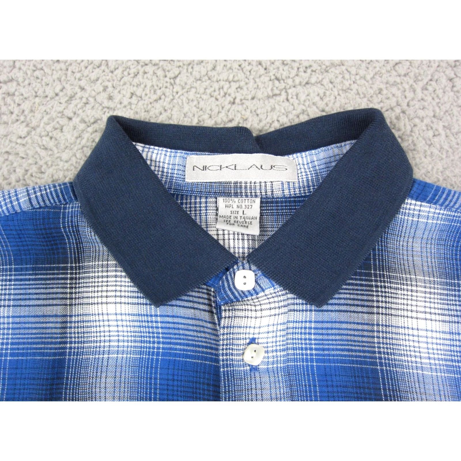 Vintage Vintage Nicklaus Polo Shirt Mens Large Blue Plaid Golf Cotton 90s Shirt Short Sleeve Collared Jersey Modern Classic Fashion Size US L / EU 52-54 / 3 - 3 Thumbnail