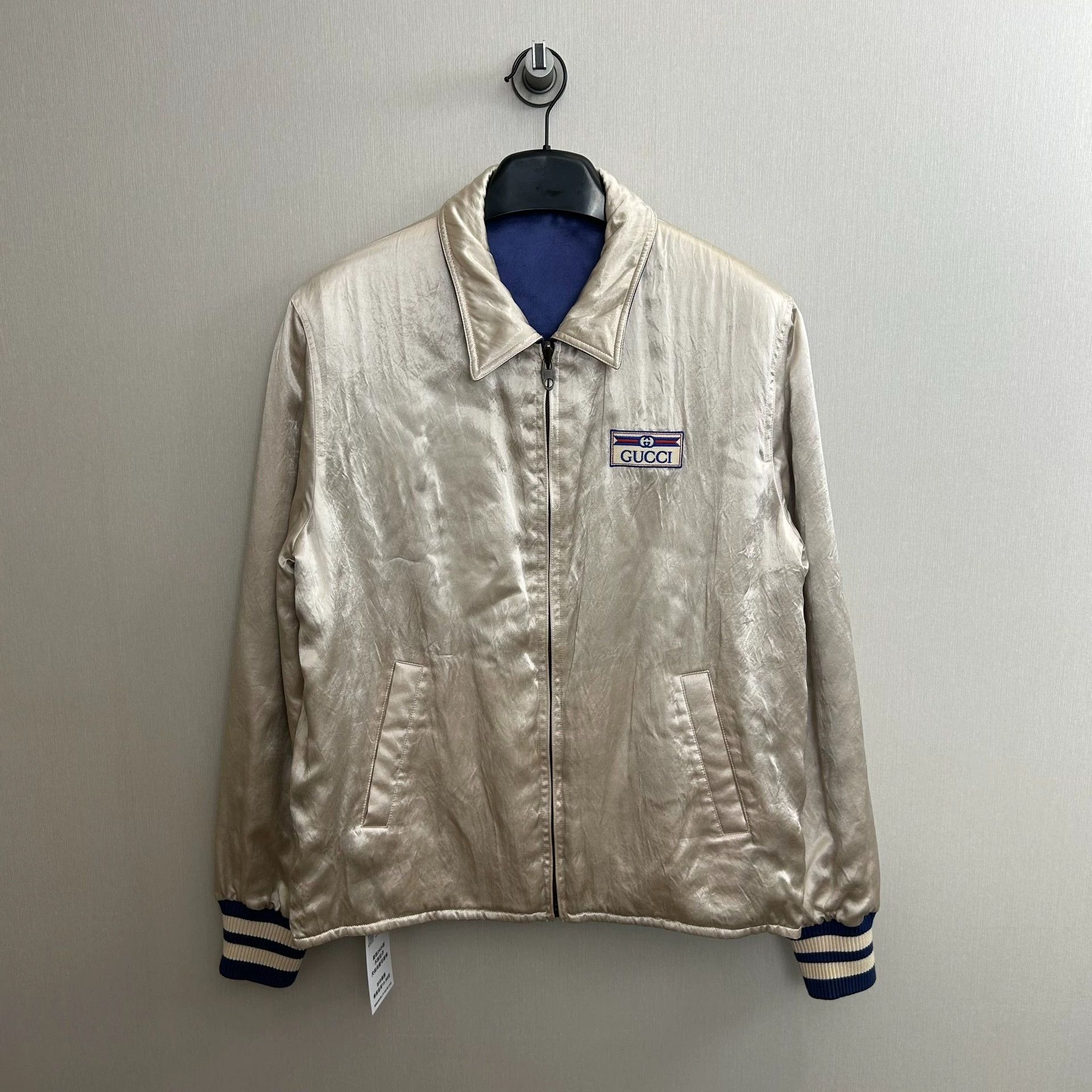 Gucci blue silk reversible jacket by Gucci Size US M / EU 48-50 / 2 - 3 Thumbnail