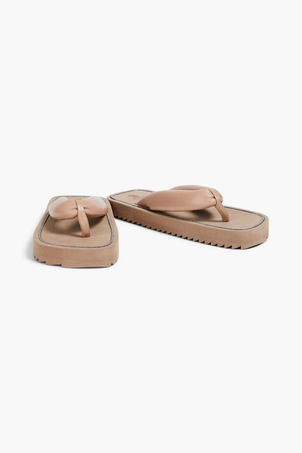 Brunello Cucinelli o1y0725 Leather Slippers in Taupe Size US 6 / IT 36 - 2 Thumbnail