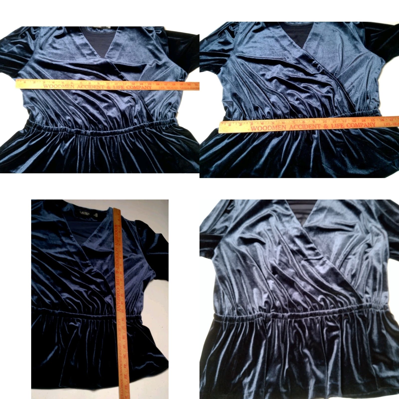 Ralph Lauren Lauren Ralph Lauren Shirt Women M Blue Velour Peplum Royal Top Ballon Sleeve V-Neck Womens RegularSized Velour Top 90s? Size M / US 6-8 / IT 42-44 - 9 Thumbnail