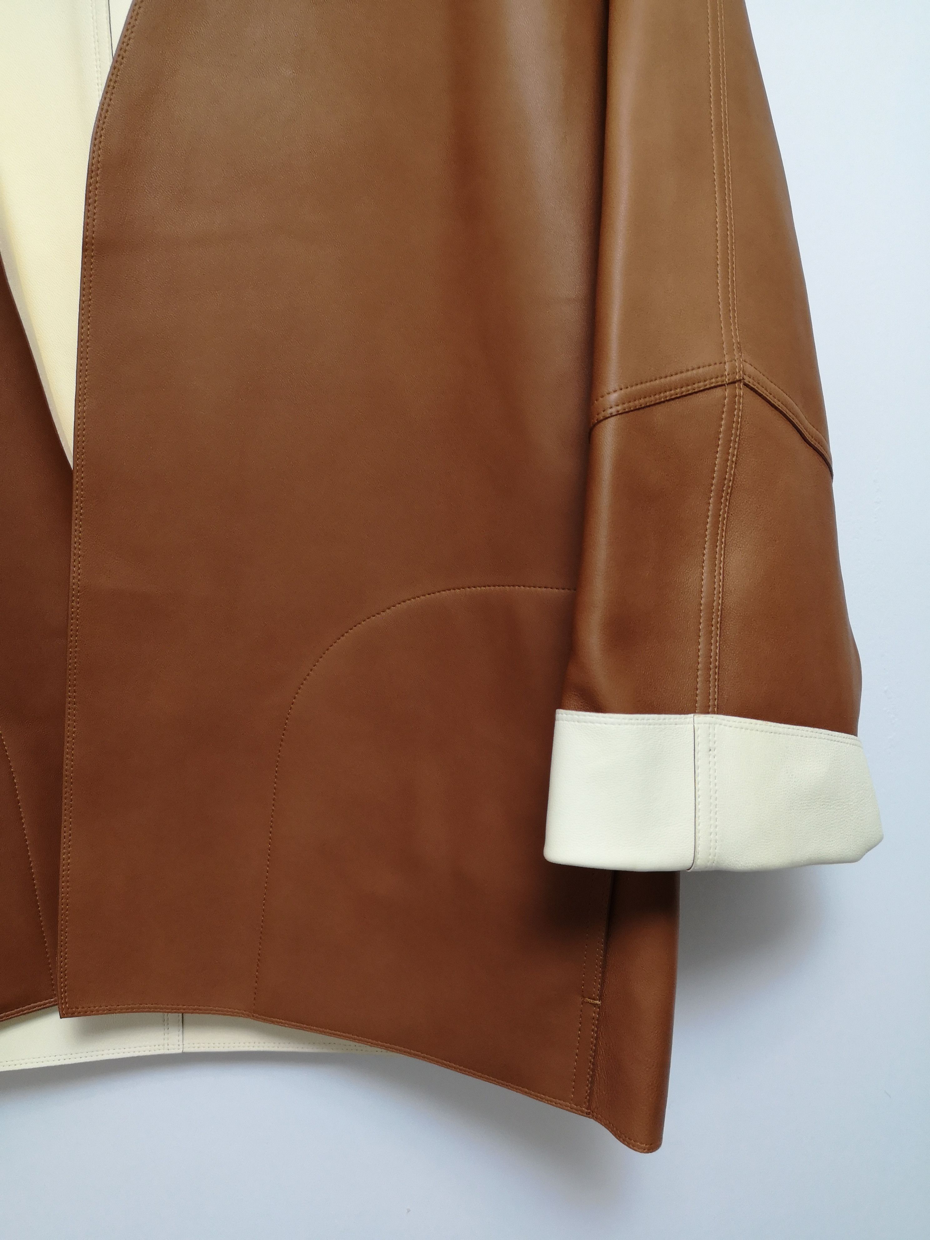 Loro Piana Reversible Touch Bonded Nappa Leather Kimono Style Jacket Size M / US 6-8 / IT 42-44 - 7 Thumbnail