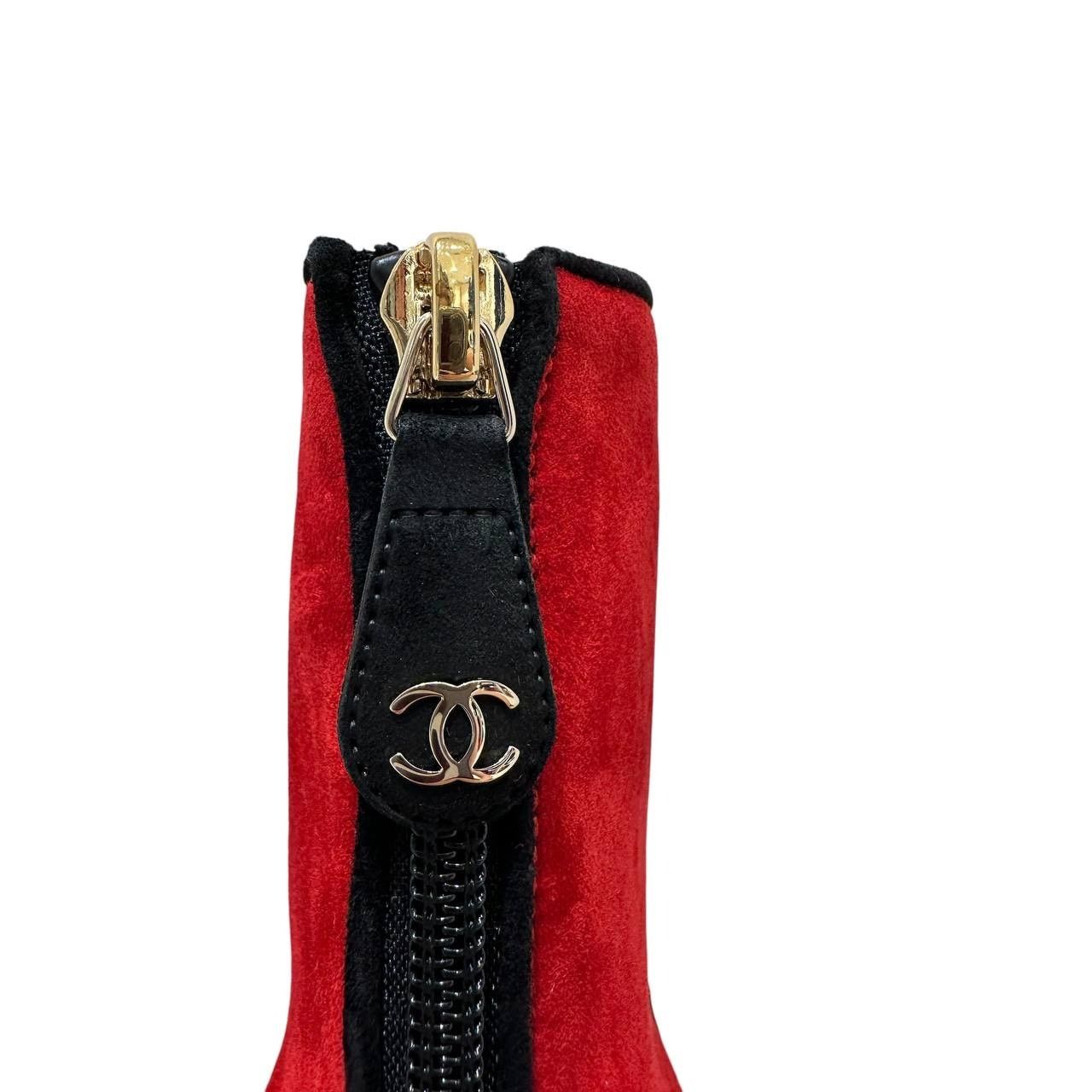 Chanel NWOB Chanel Red Suede 19K Block Heel Lace-Up Boots Sz.41 Size US 11 / IT 41 - 7 Thumbnail