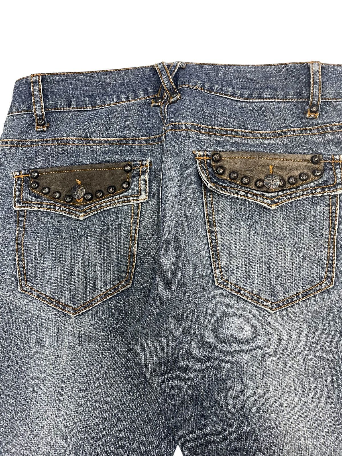 5351 POUR LES HOMMES 291295=Homme Studded Leather Pocket Jeans Size US 31 - 7 Thumbnail