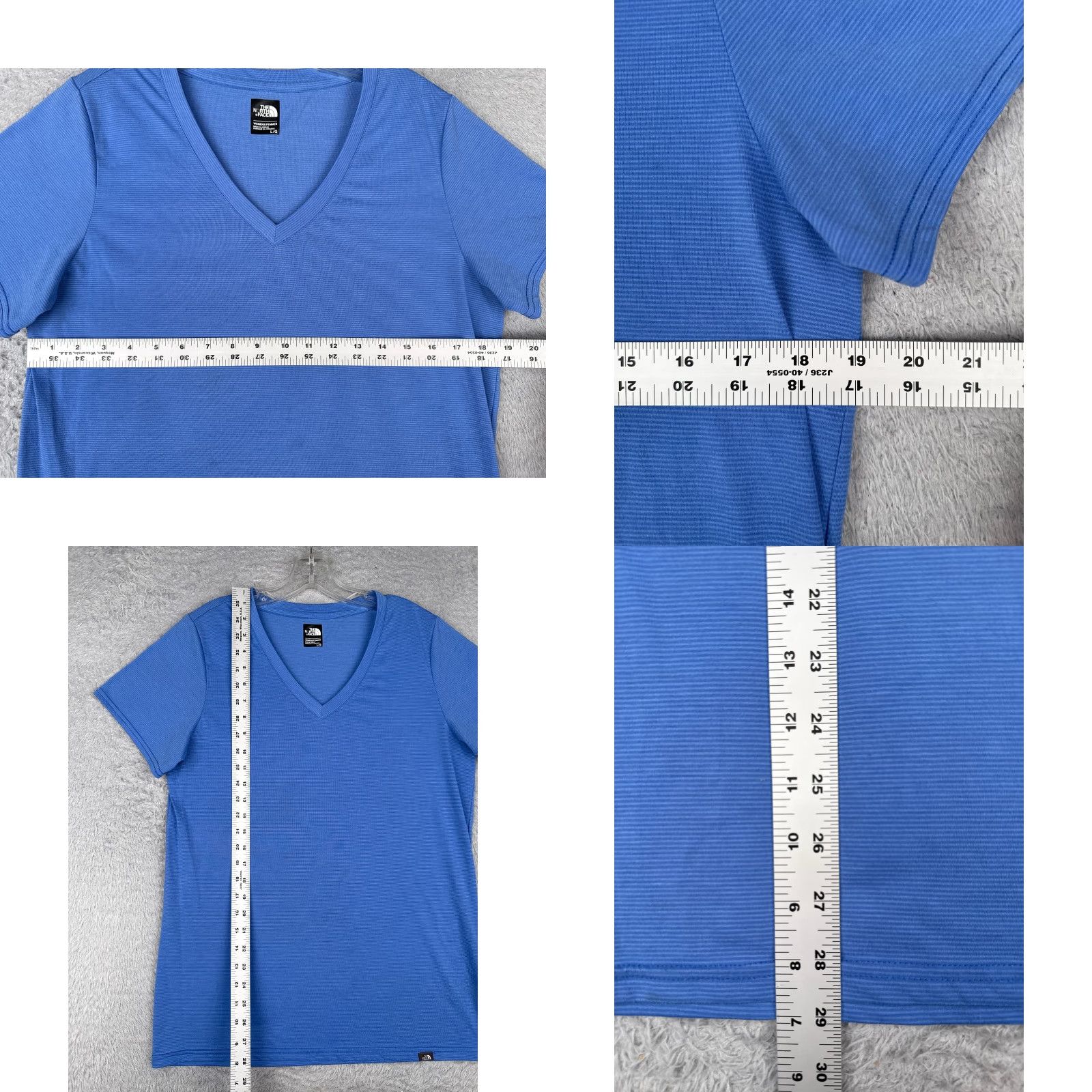 The North Face The North Face T-Shirt Women Large Blue Stripe Short Sleeve V-Neck Polyester Read Size L / US 10 / IT 46 - 8 Thumbnail