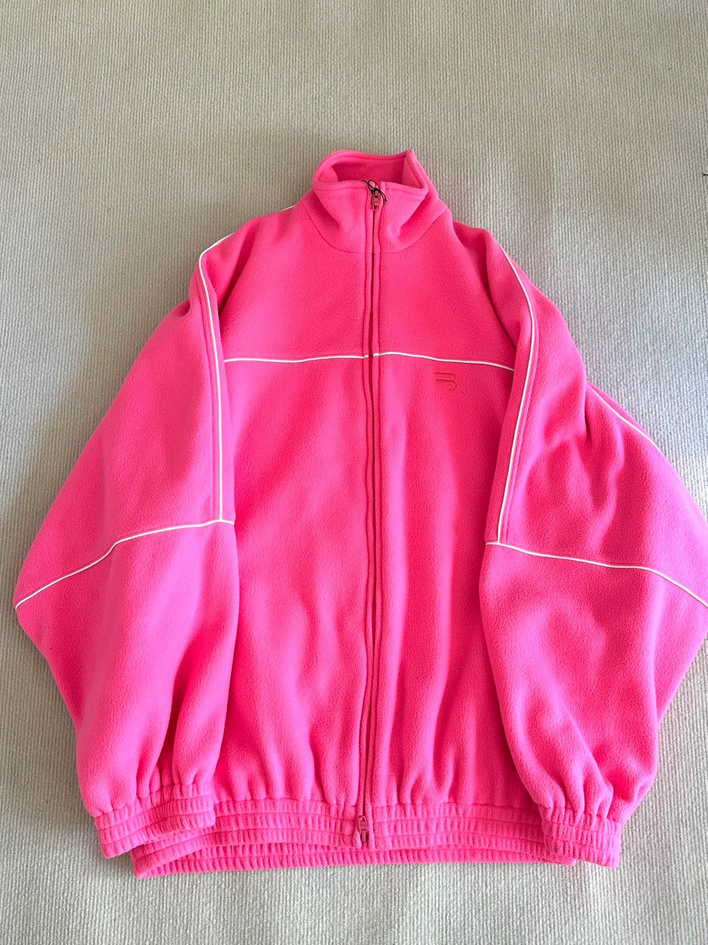 Balenciaga Balenciaga Pink Fleece Embroidered Zip Jacket Size US M / EU 48-50 / 2 - 1 Thumbnail