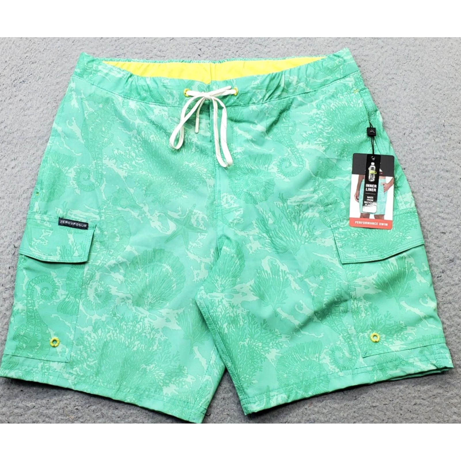 ZeroXposur ZeroXposur Swim Shorts Mens Medium Multi Reef Print Lined Drawstring Performance Size US 31 - 2 Thumbnail