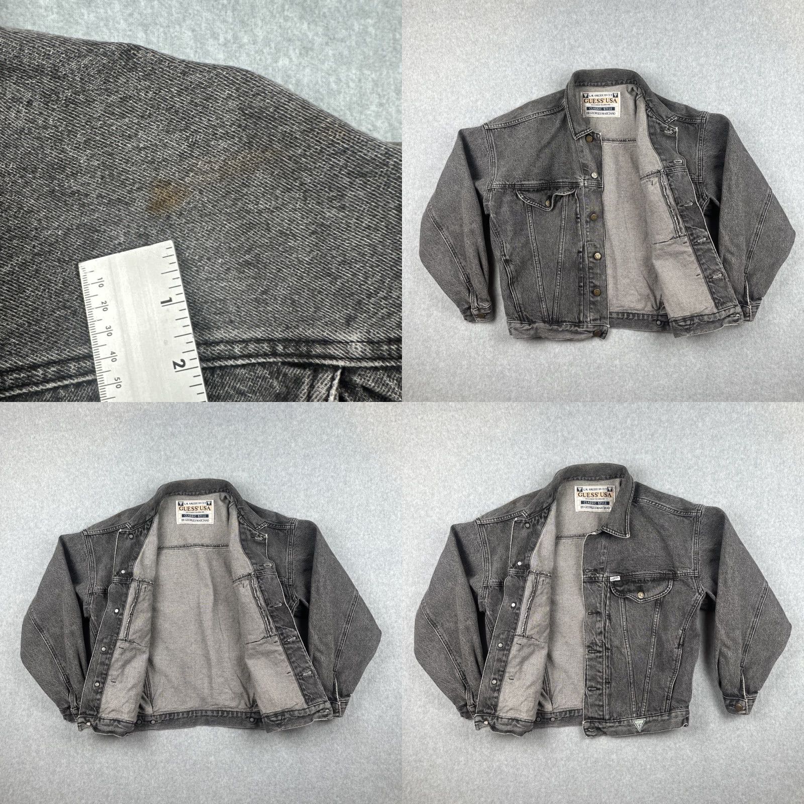 Guess VINTAGE Guess USA American Cut Mens M Faded Black Denim Jacket 80s Size US M / EU 48-50 / 2 - 11 Thumbnail
