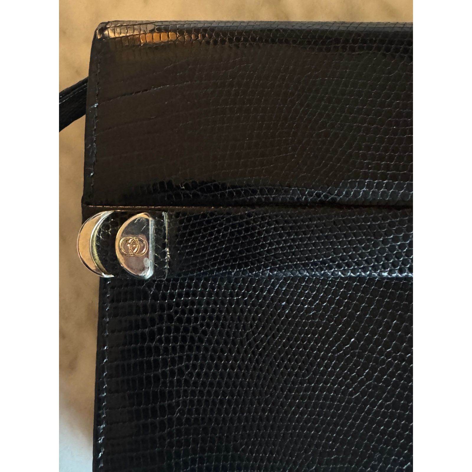 Gucci Gucci Vintage Black Genuine Lizard 2-Way Clutch Size ONE SIZE - 5 Thumbnail