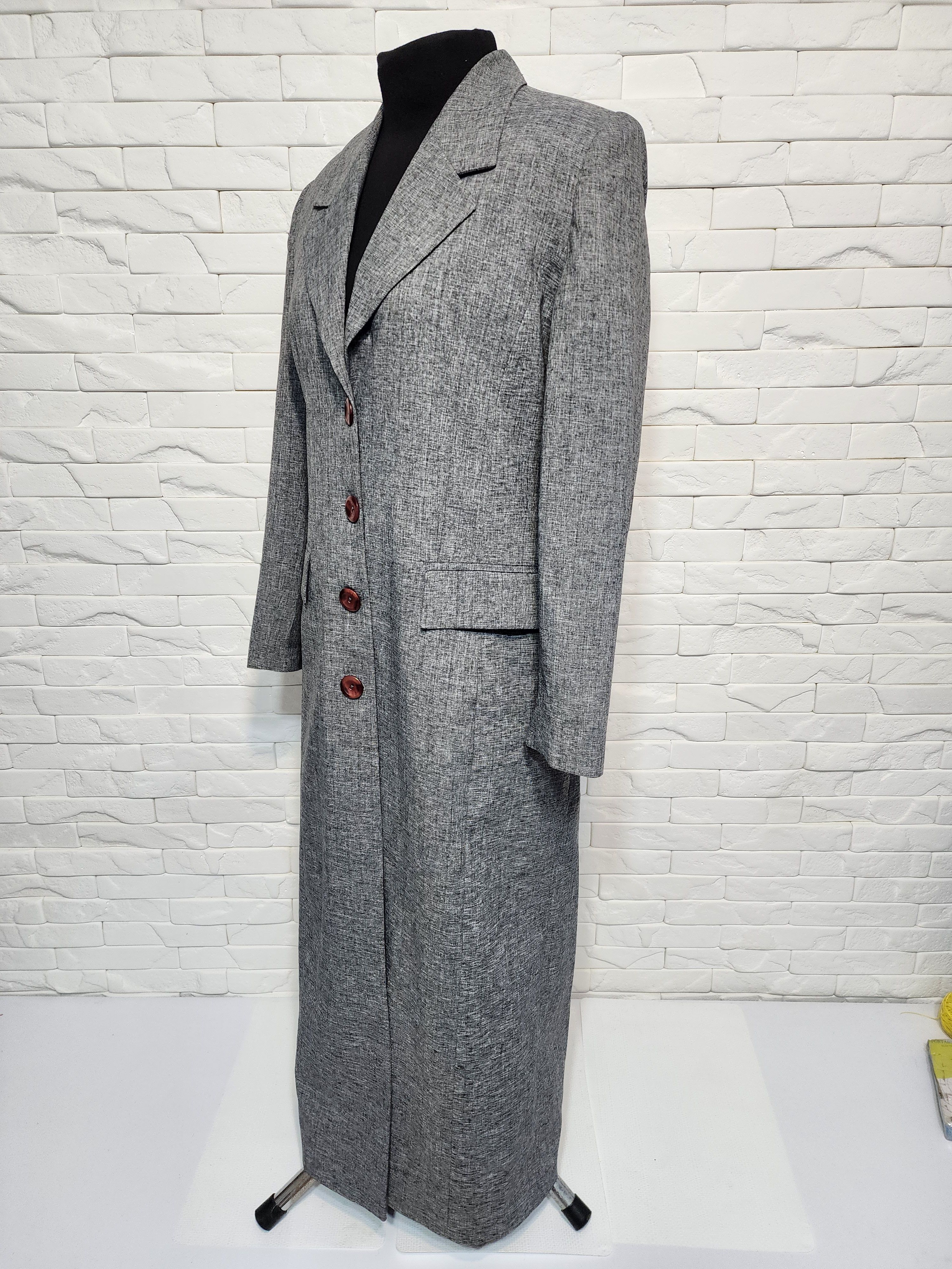 Designer Women's gray long coat. Size L / US 10 / IT 46 - 2 Thumbnail