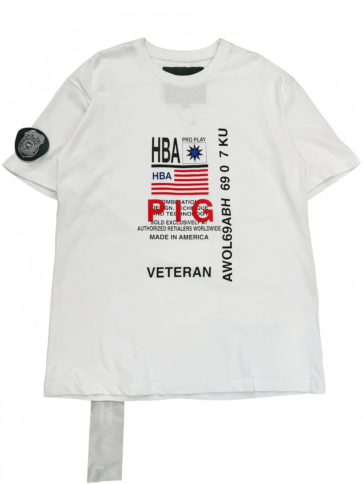 image of Anonymous Club x Hood By Air Veteran America Awol Pig Shirt Blue in White, Men's (Size Medium)