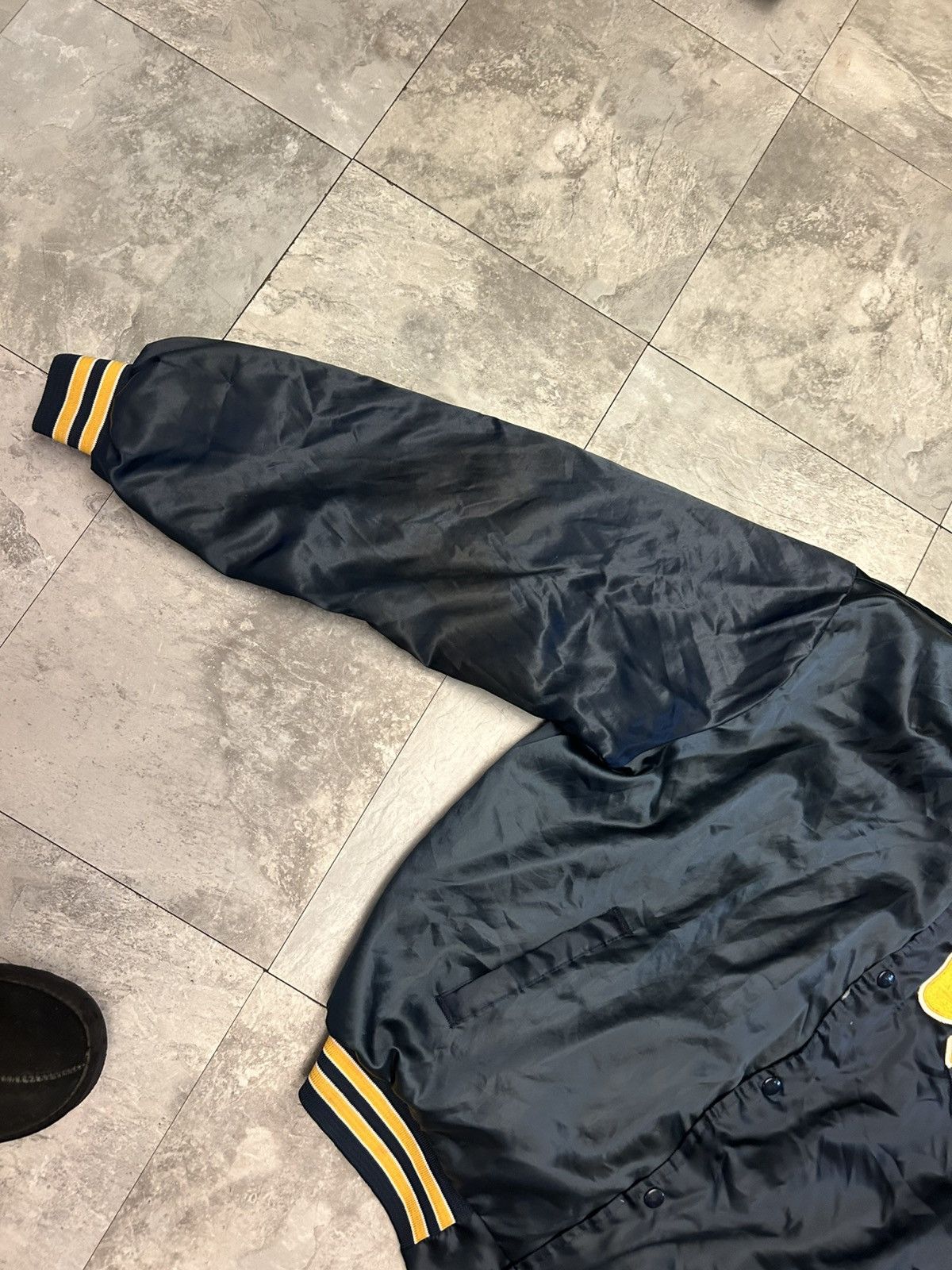 Other Vintage Notre Dame Locker Spell Out Satin Bomber Jacket - XL Size US XL / EU 56 / 4 - 22 Thumbnail