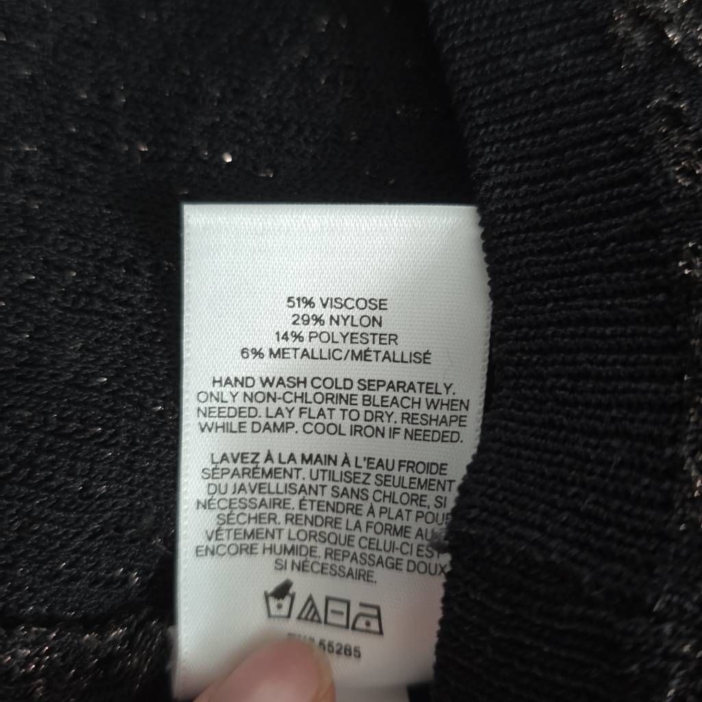 Express Express Women's Size Large Black Shimmery Pattern Crew Neck Size L / US 10 / IT 46 - 6 Thumbnail