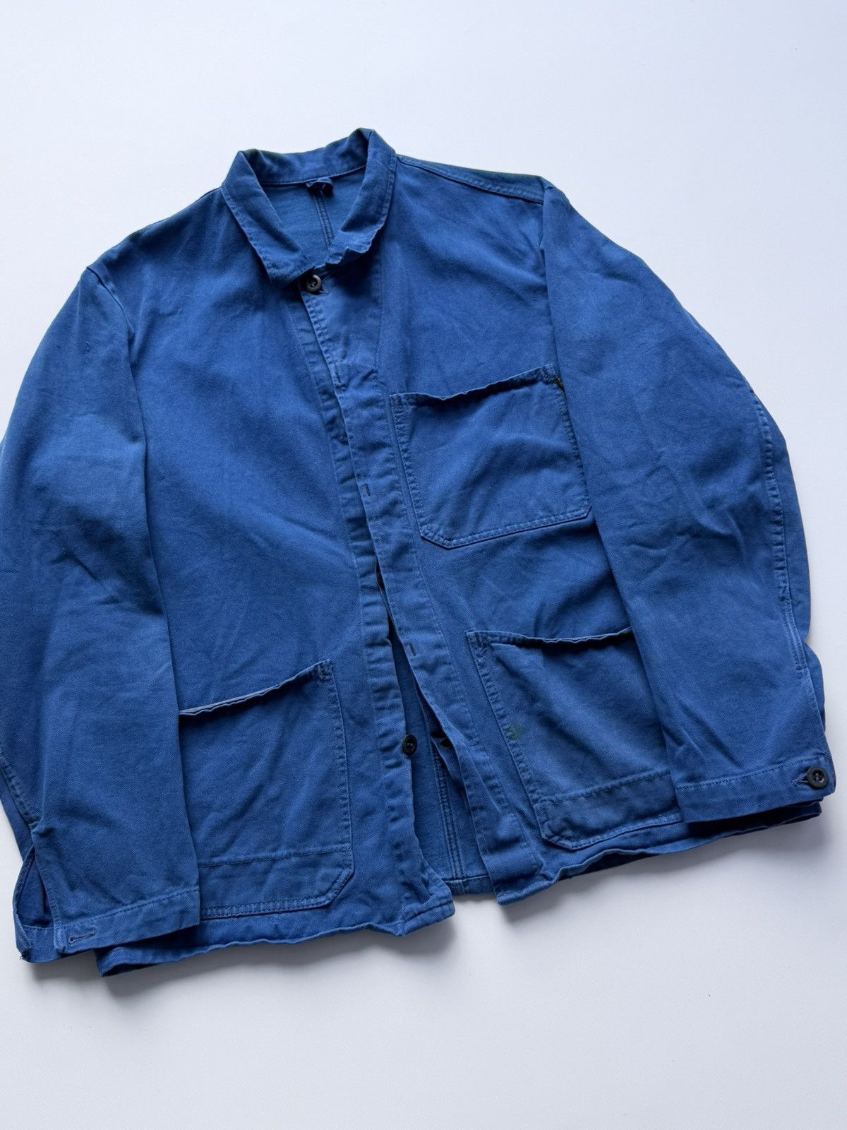 Vetra Vintage 80s French Work Distressed Faded Chore Jacket Size US L / EU 52-54 / 3 - 2 Thumbnail