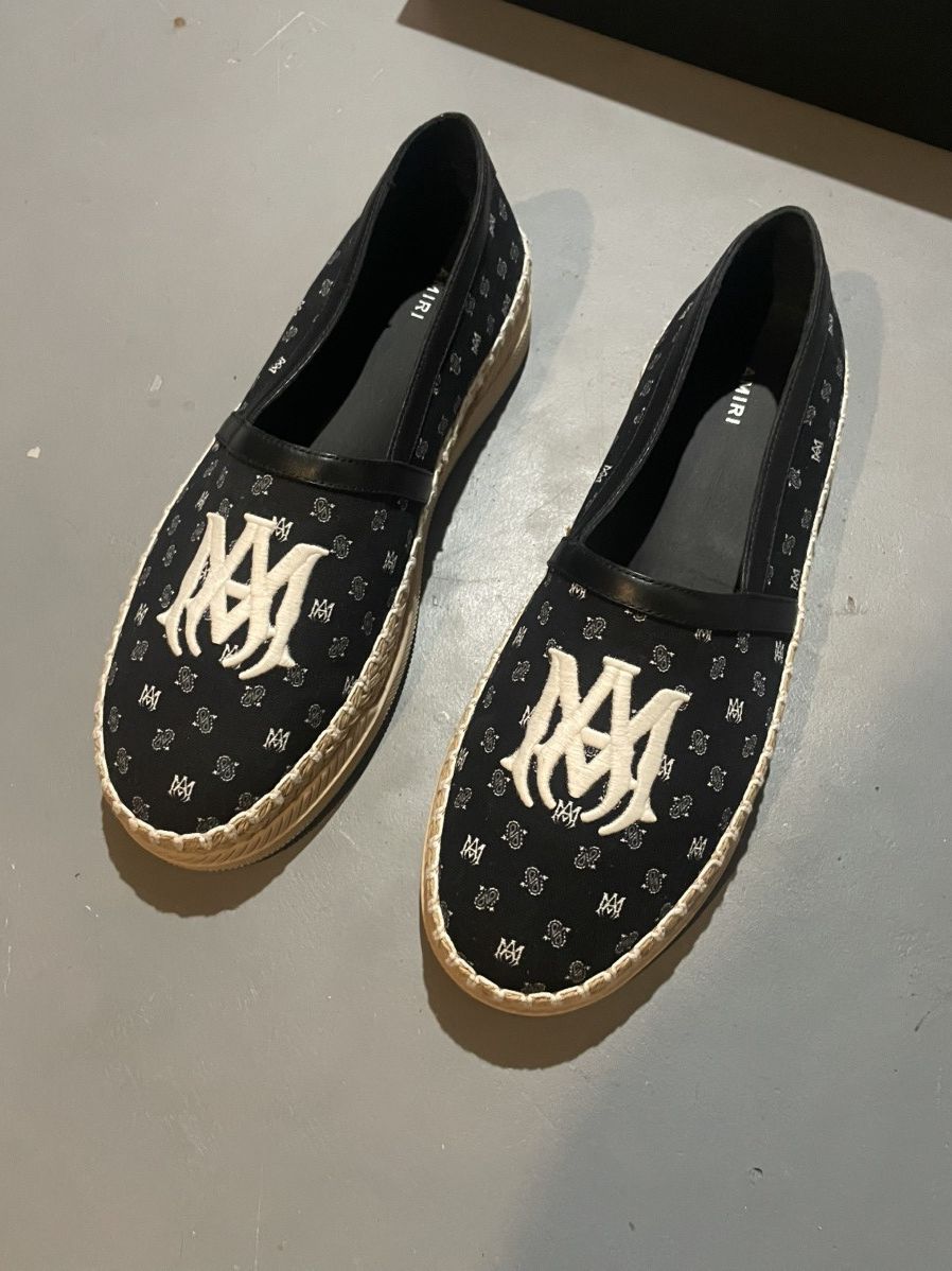 Amiri AMIRI Canvas Printed Espadrilles Black Slip On Designer Shoe Size US 13 / EU 46 - 3 Thumbnail