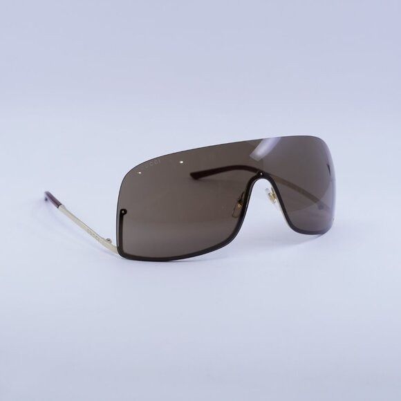 Gucci Gucci GG1560S 002 Sunglasses Gold Shield Frame, Brown Lenses Size ONE SIZE - 7 Thumbnail