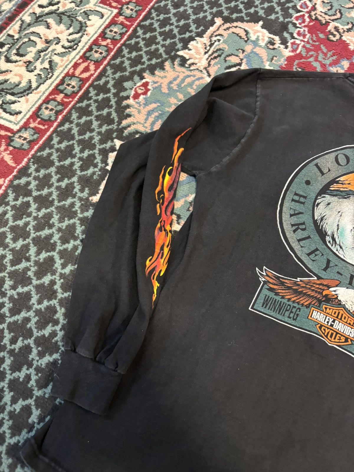 Harley Davidson Vintage 90’s Harley Davidson Flame Longsleeve Size US M / EU 48-50 / 2 - 6 Thumbnail