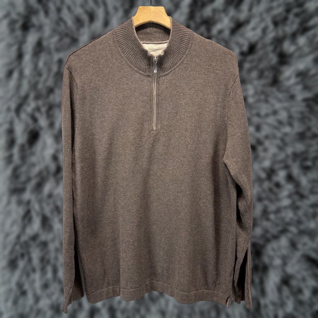 Tommy Bahama Tommy Bahama Cashmere Blend Pullover Sweater 1/4 Zip Large Brown Preppy Mens Size US L / EU 52-54 / 3 - 1 Thumbnail