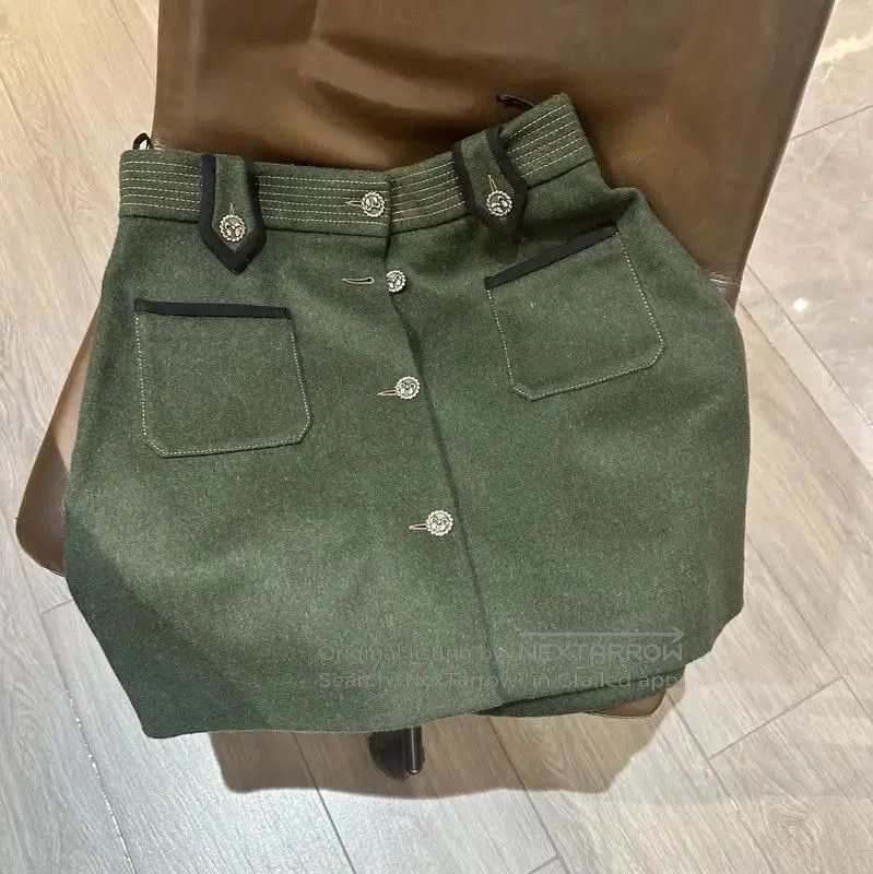 Miu Miu Miu Miu Green Wool Midi Skirt . Size 23" - 1 Thumbnail