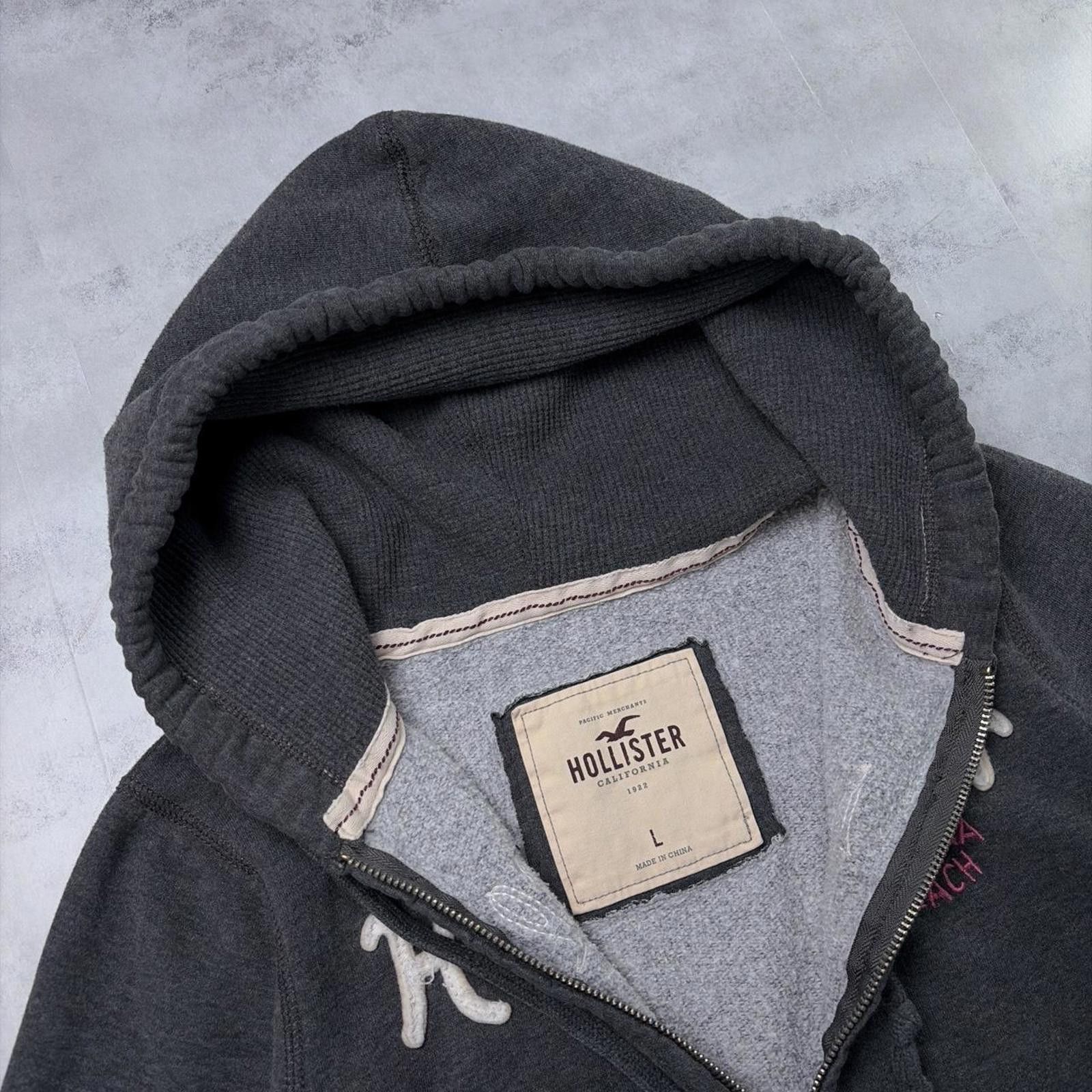 Other Y2K Grey Hollister Surf Grunge Thermal Zip Up Hoodie Size L / US 10 / IT 46 - 6 Thumbnail