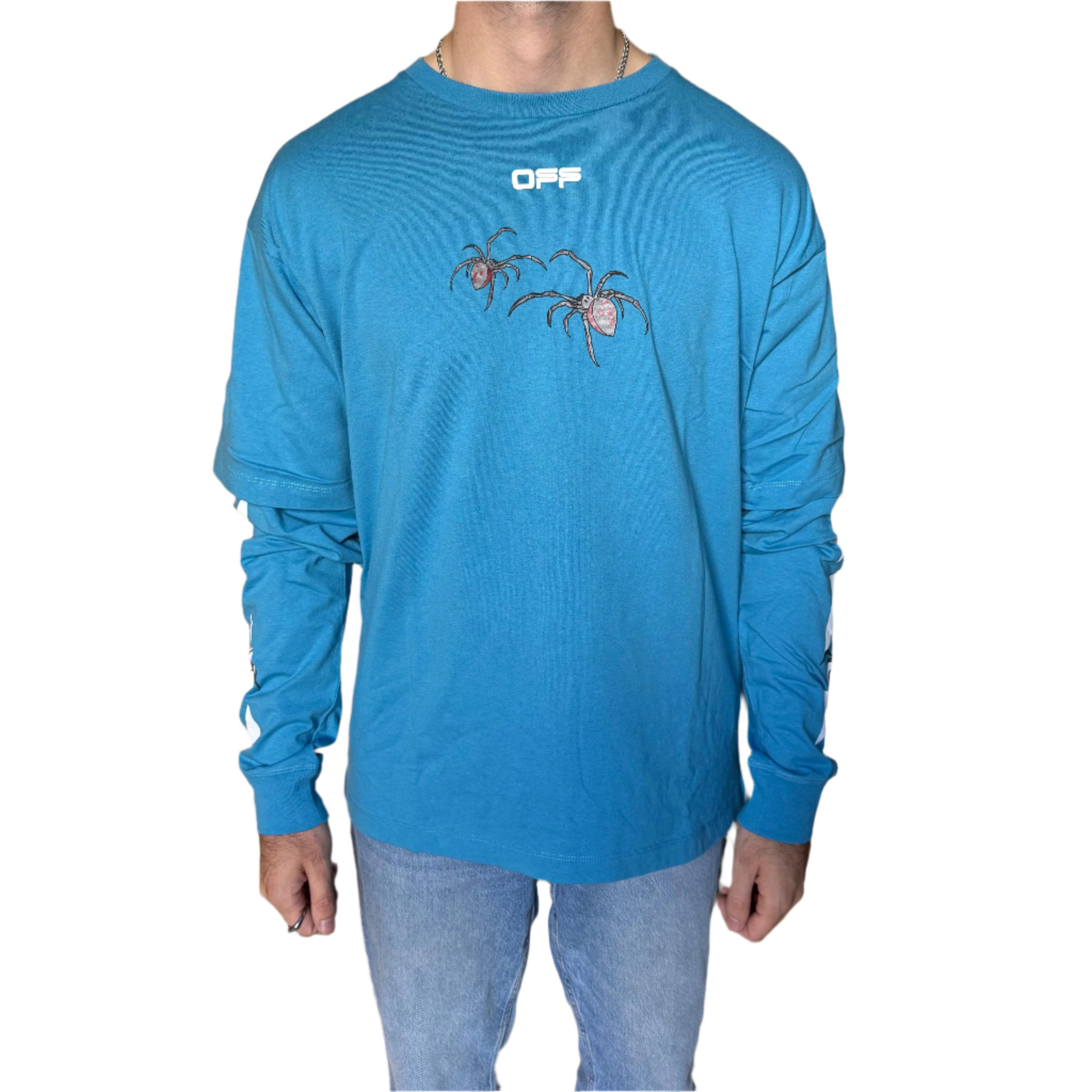 Off-White Blue Arachno Spider Arrows Double Layer Oversized LS T-Shirt Size US M / EU 48-50 / 2 - 3 Thumbnail