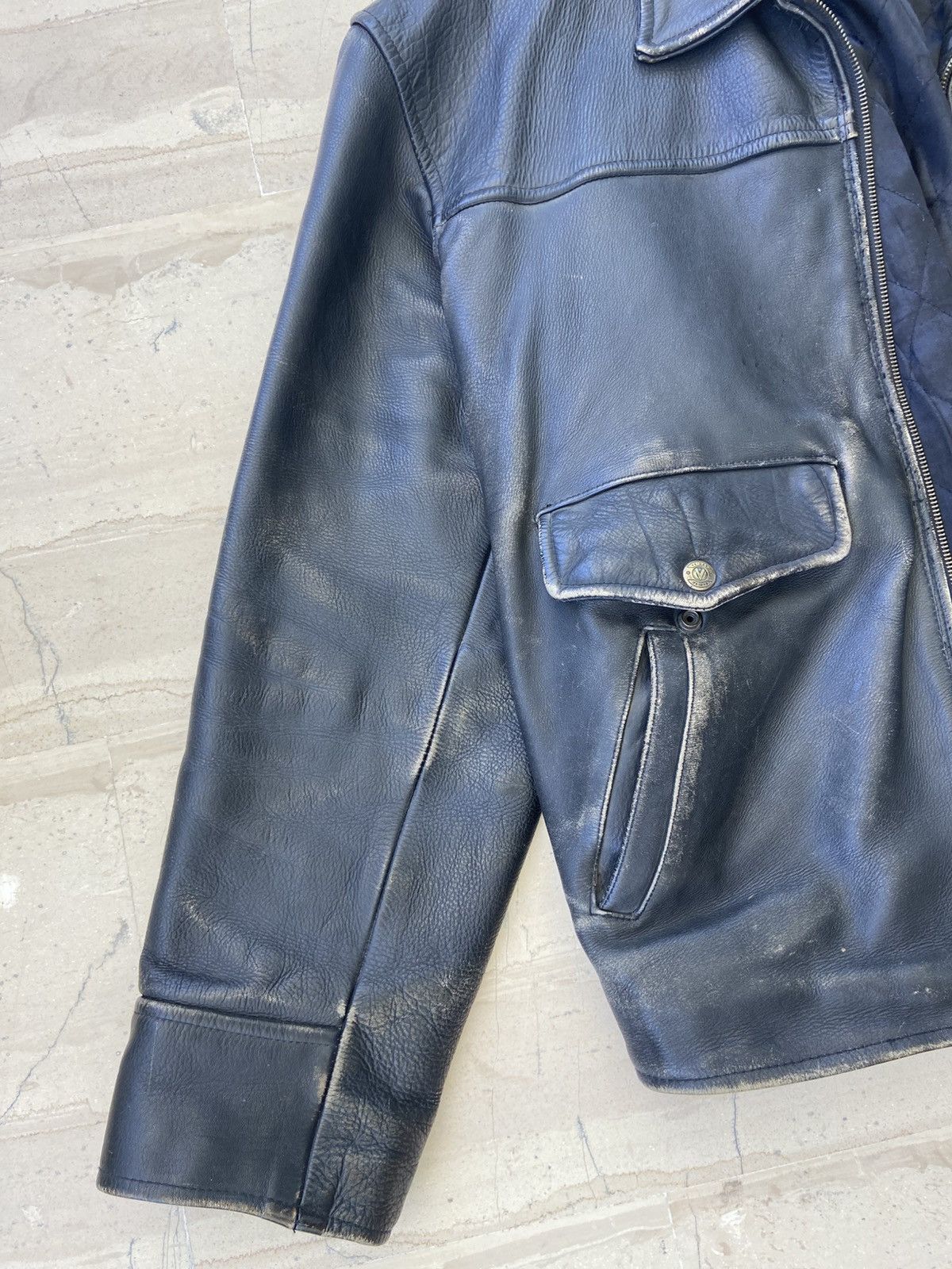 Genuine Leather × Vintage Oversized Vintage Faded real leather jacket Size US XXL / EU 58 / 5 - 6 Thumbnail