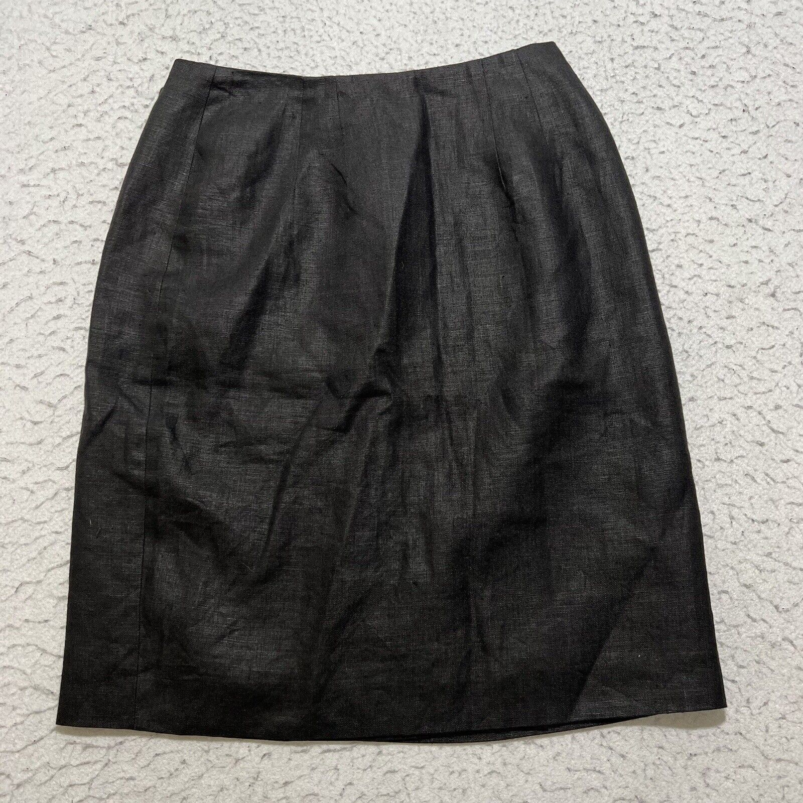Ann Taylor Vintage Ann Taylor Pure Linen Pencil Skirt Black Made in USA Size 27" / US 4 / IT 40 - 7 Thumbnail