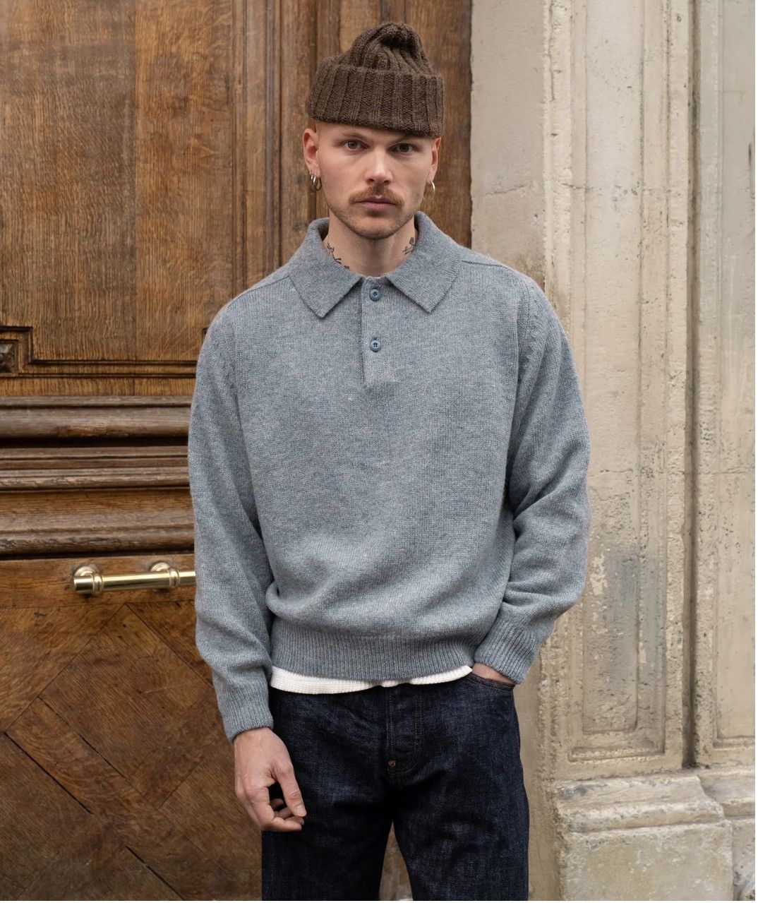 BRUT Archive BRUT Archive Shetland Wool Polo — Norse Blue Size US S / EU 44-46 / 1 - 4 Thumbnail