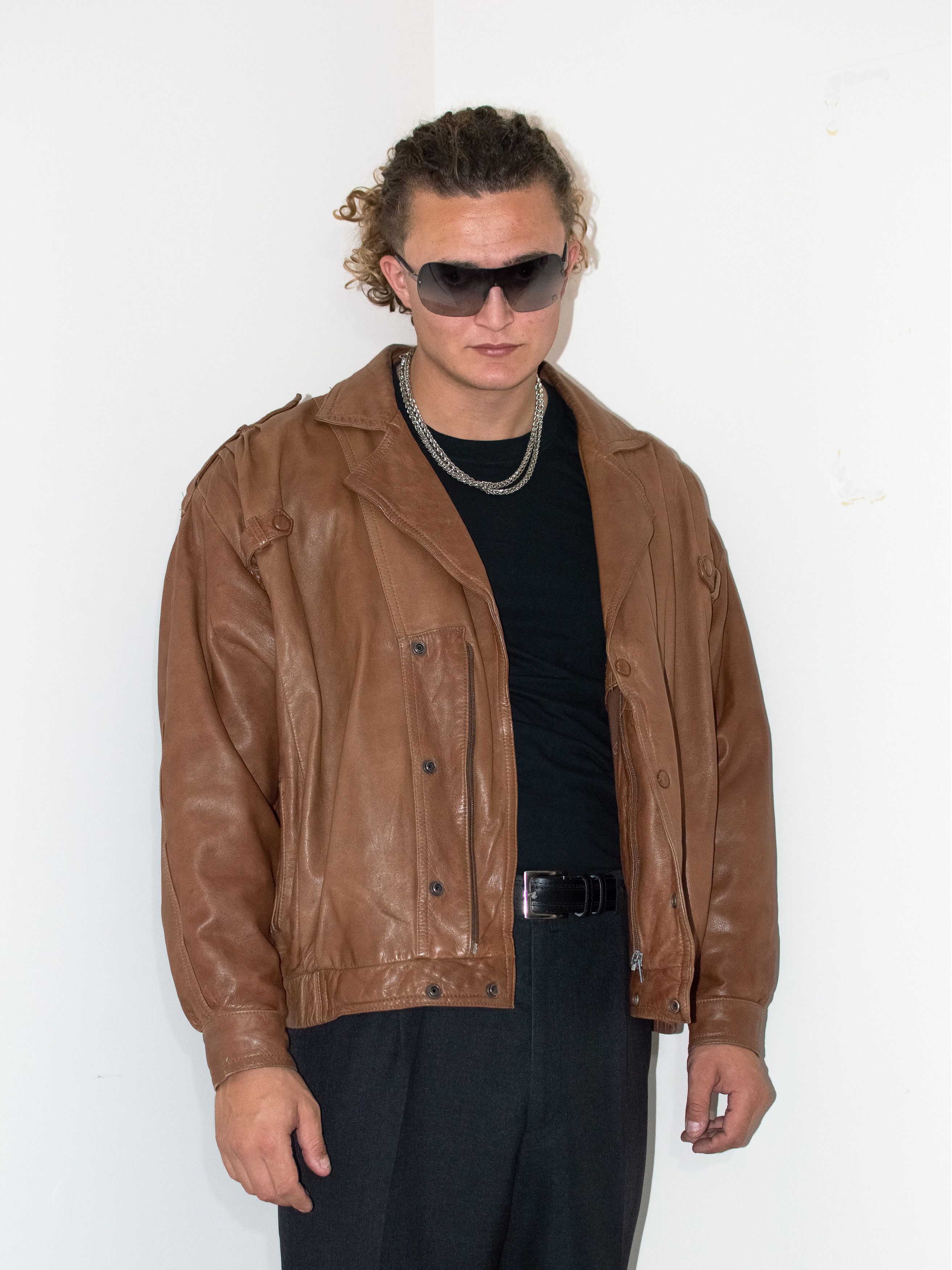 Japanese Brand Oversized Bown cuxcut Bomber Leather Streetwear Jacket Size US XL / EU 56 / 4 - 1 Thumbnail