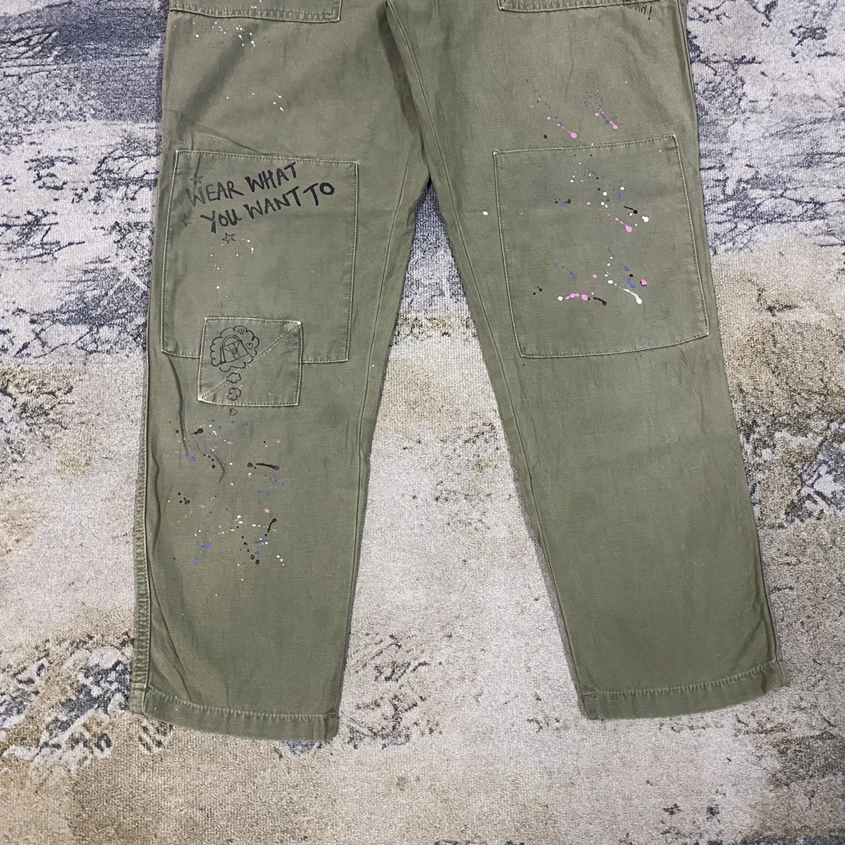 Japanese Brand Vtg Splash Spellout Patchwork Army Fatigue Baker Pants Size 30" / US 8 / IT 44 - 3 Thumbnail
