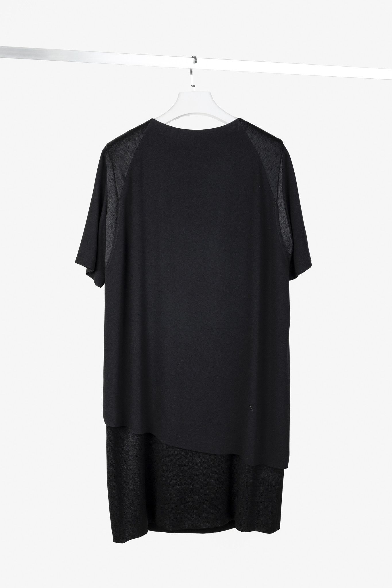 STRENESSE Strenesse Black Crepe and Satin Layered Shift Dress Size XL / US 12-14 / IT 48-50 - 2 Thumbnail