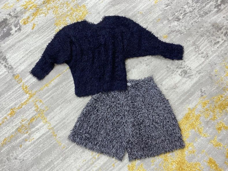 Issey Miyake Issey Miyake size:3 Black and grey mixed yarn mohair short Size 31" - 1 Thumbnail