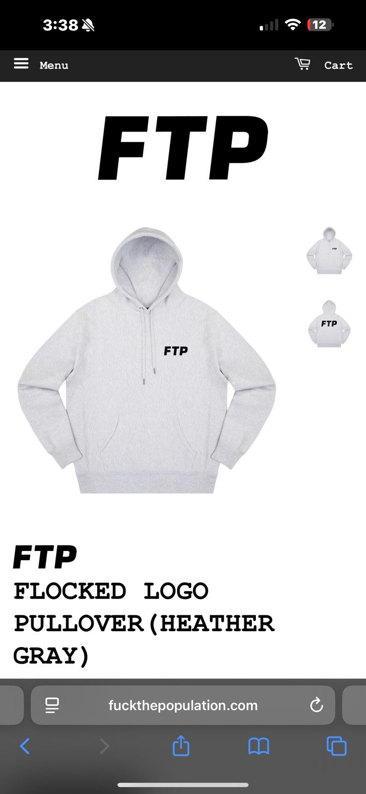 Fuck The Population FTP FLOCKED LOGO PULLOVER (HEATHER GRAY) Size US M / EU 48-50 / 2 - 2 Thumbnail