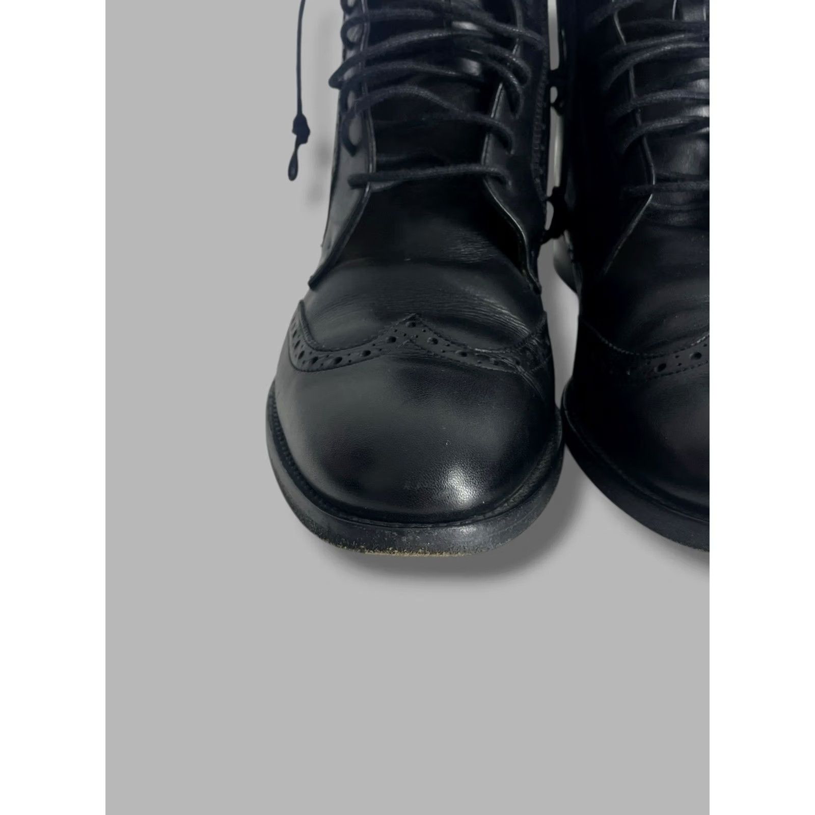 Ralph Lauren Ralph Lauren Collection Purple Label Brenly Black Leather Boots Boots Women 7.5 Black Wingtip Lace Up Leather Sole Vintage No Size US 5 / IT 35 - 5 Thumbnail